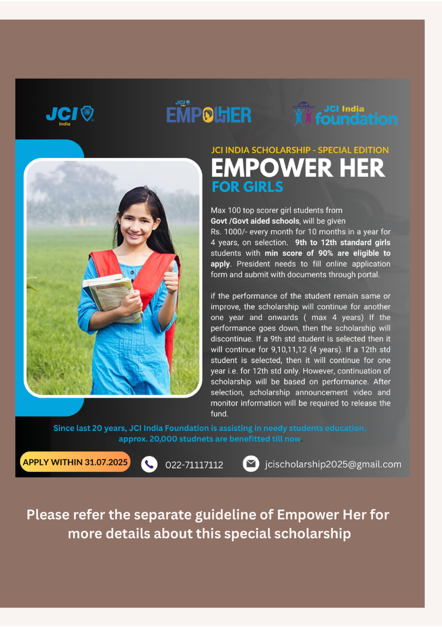 Please refer the separate guideline of Empower Her for