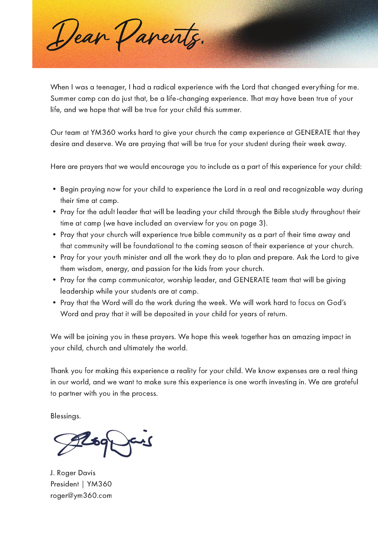 Dear Parents, Dear Parents,