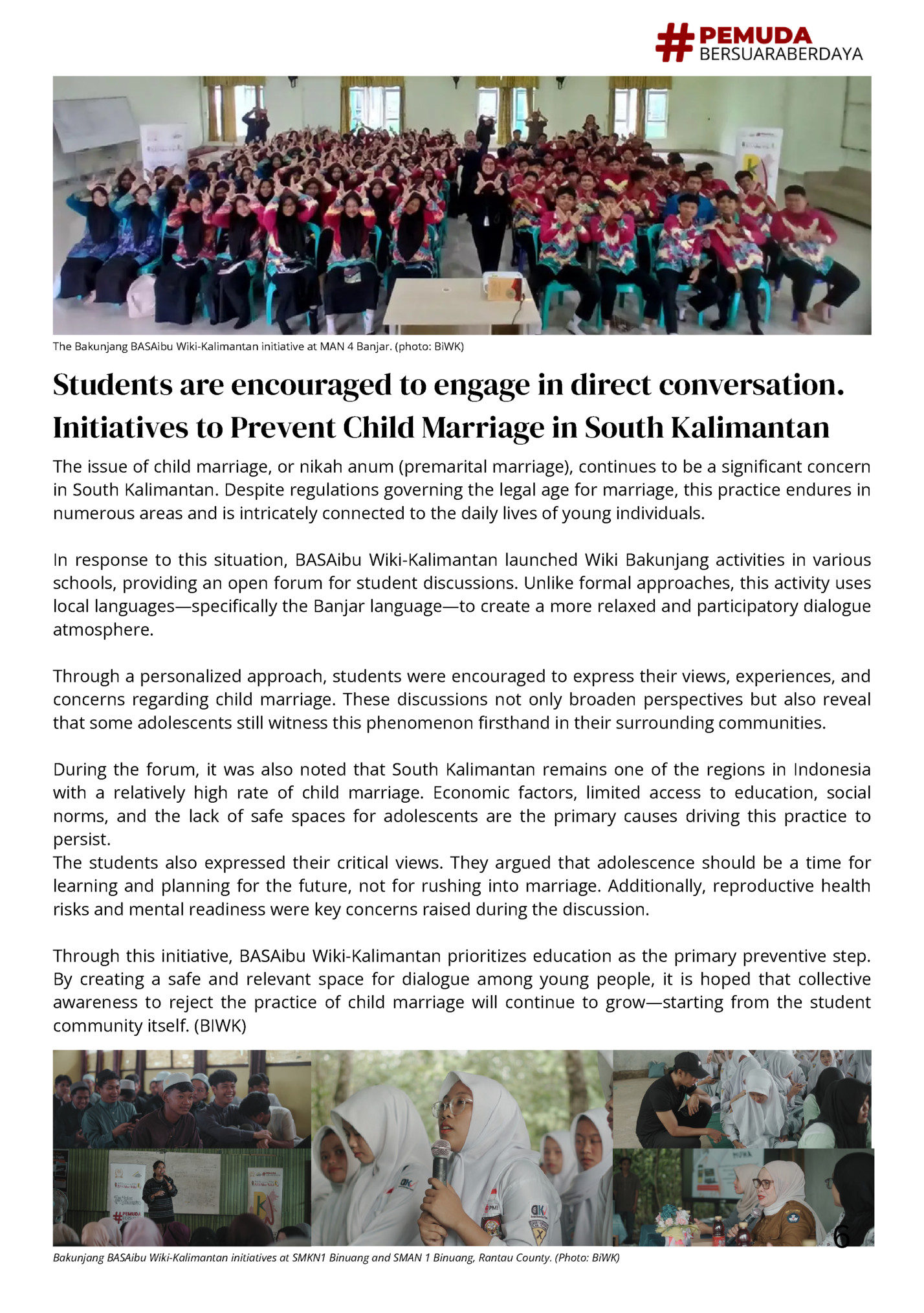 The Bakunjang BASAibu Wiki-Kalimantan initiative at MAN 4 Banjar. (photo: BiWK)