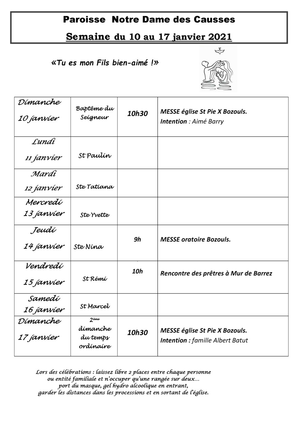 NDC semaine du 10 au 17 janvier 2021