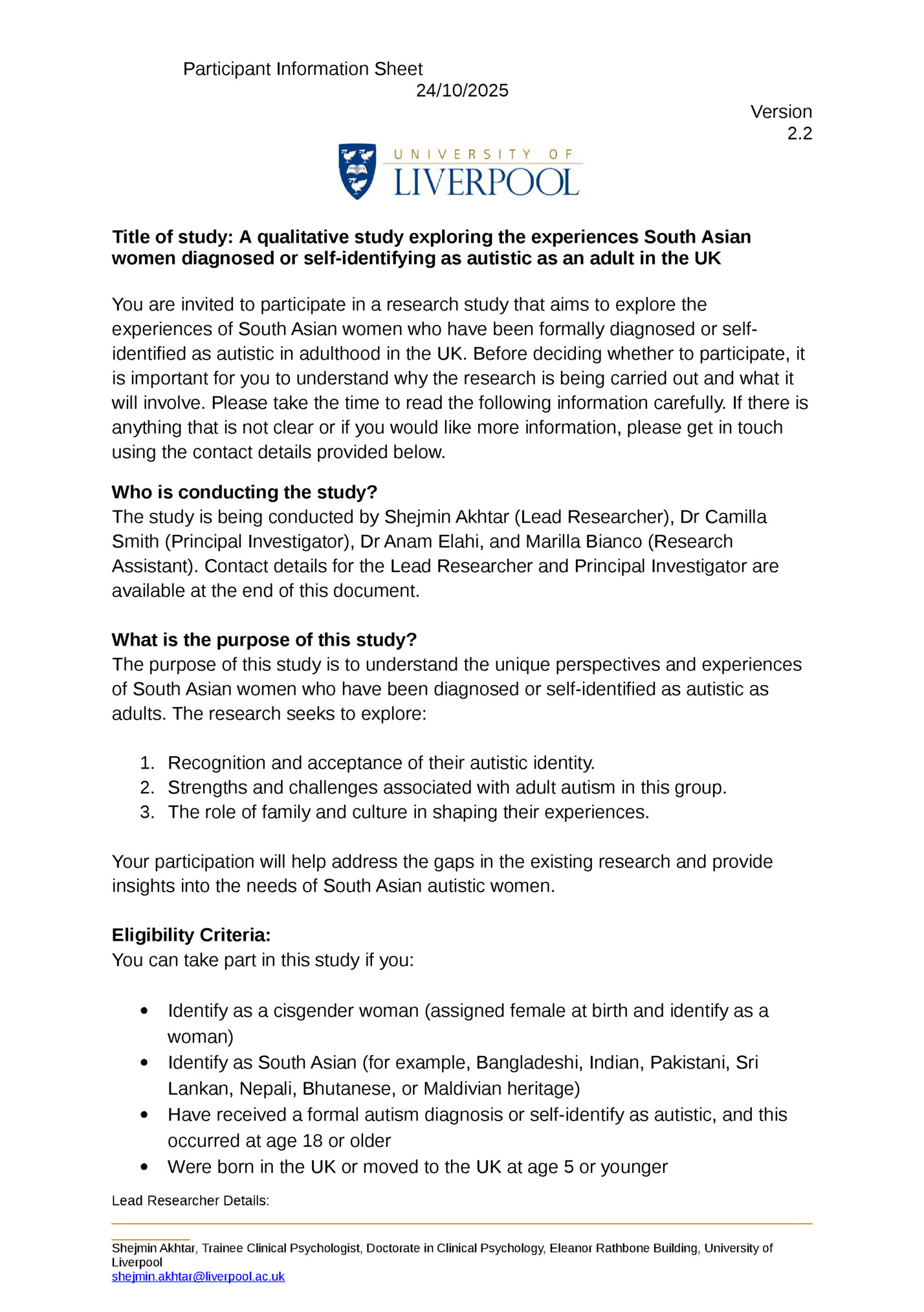 Participant Information Sheet