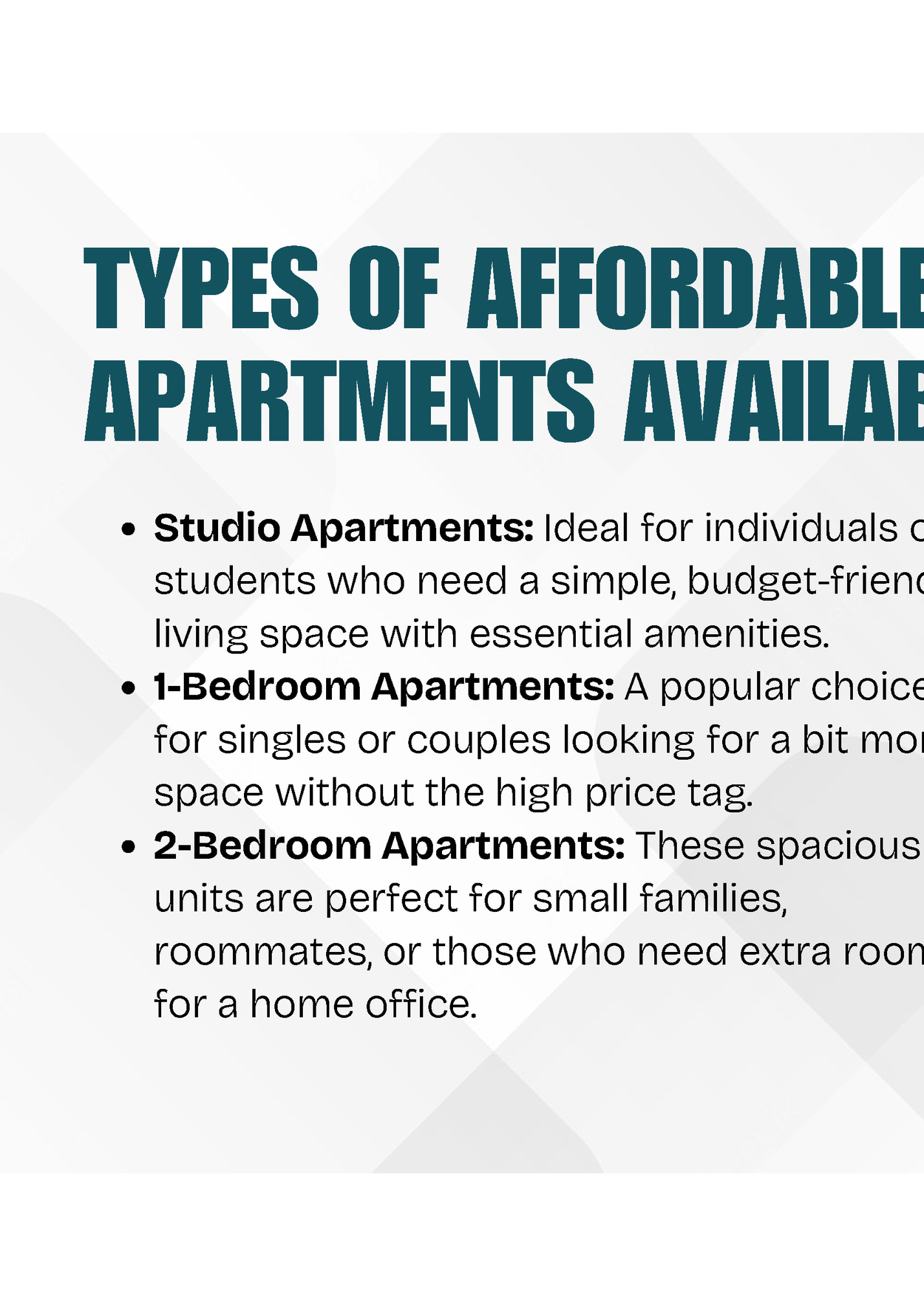TYPES OF AFFORDABLE TYPES OF AFFORDABLE