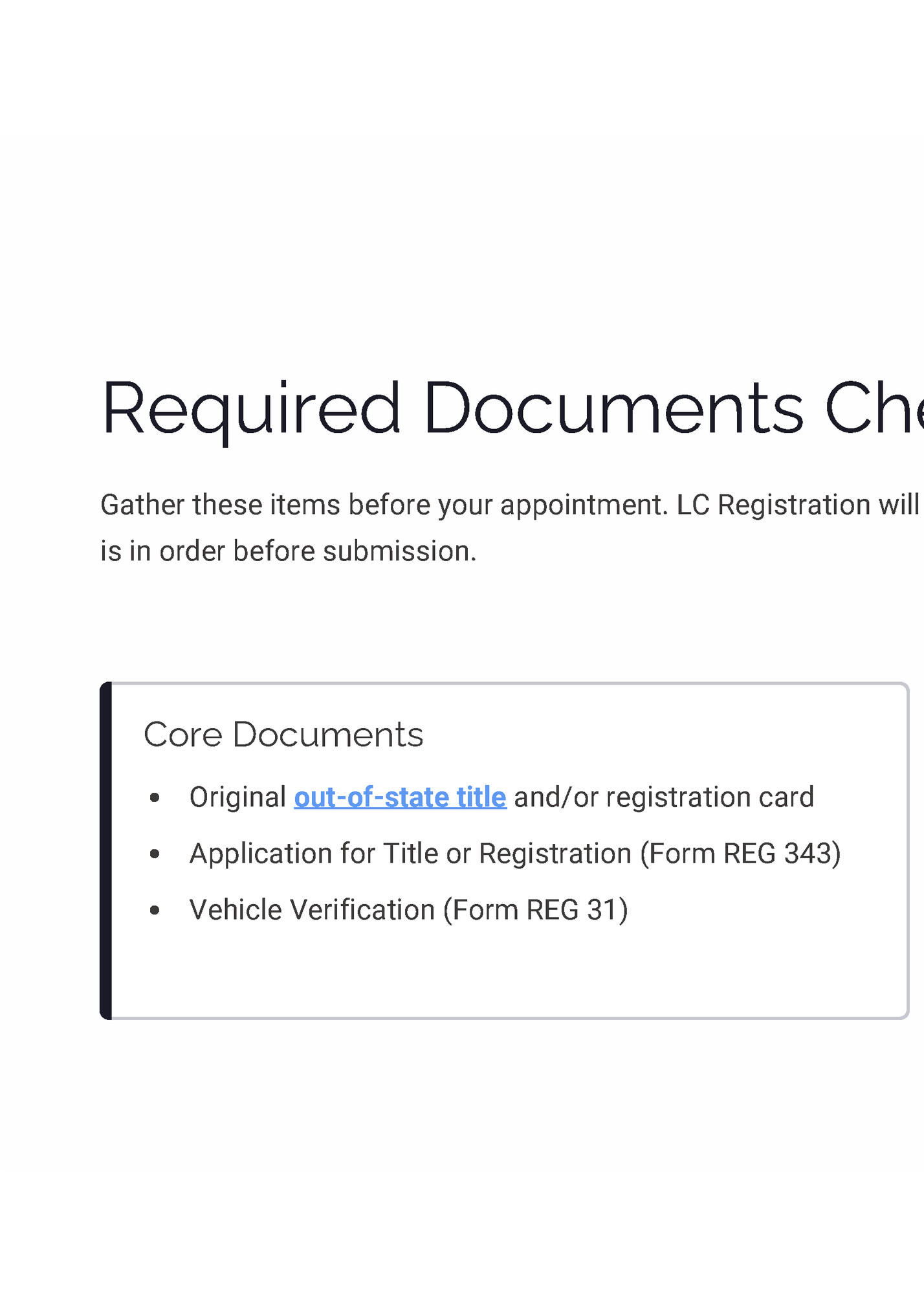 Required Documents Checklist