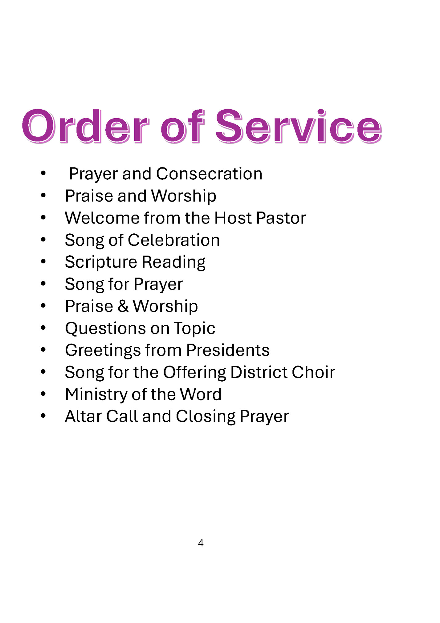 Order of Service