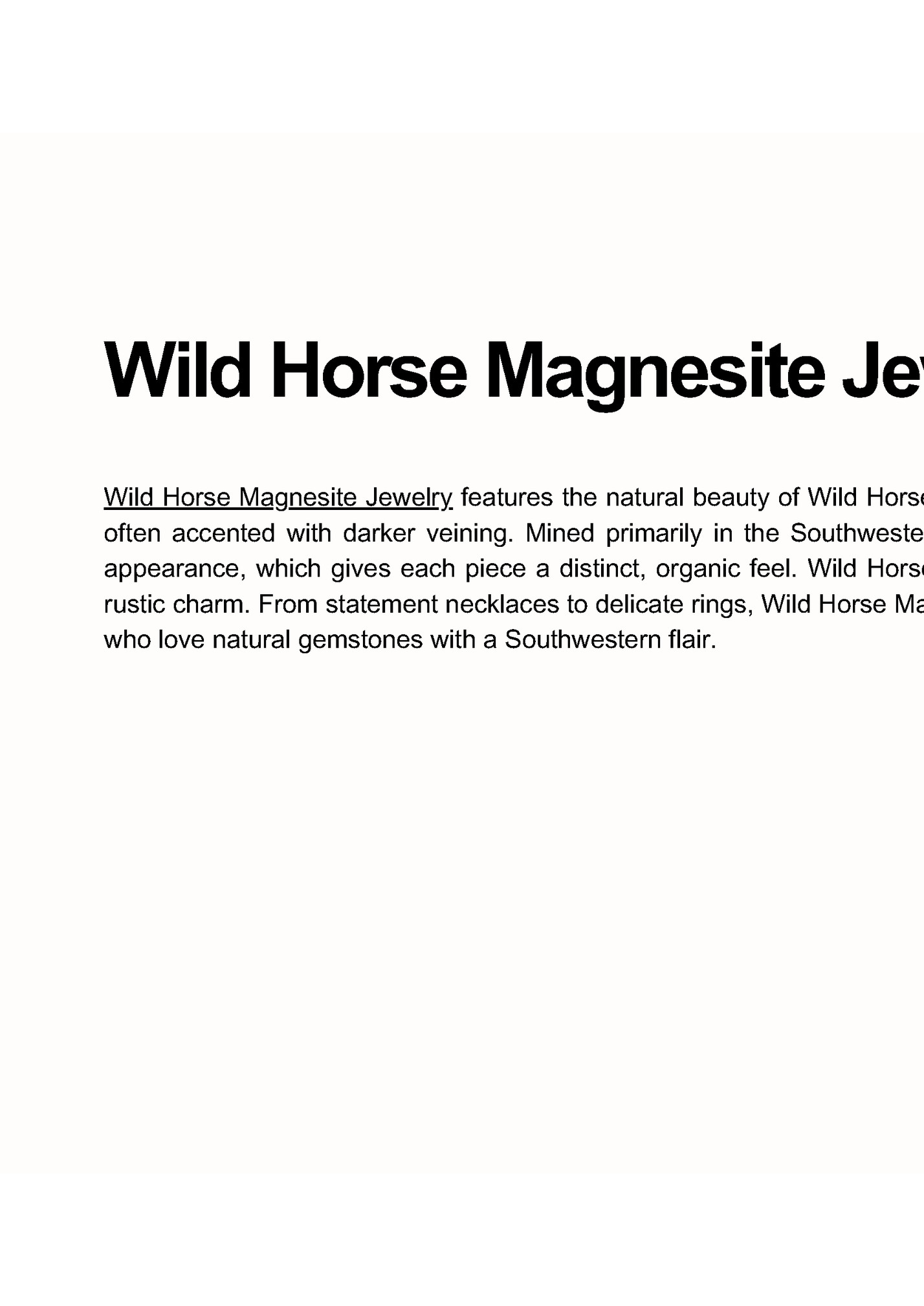 Wild Horse Magnesite Jewelry