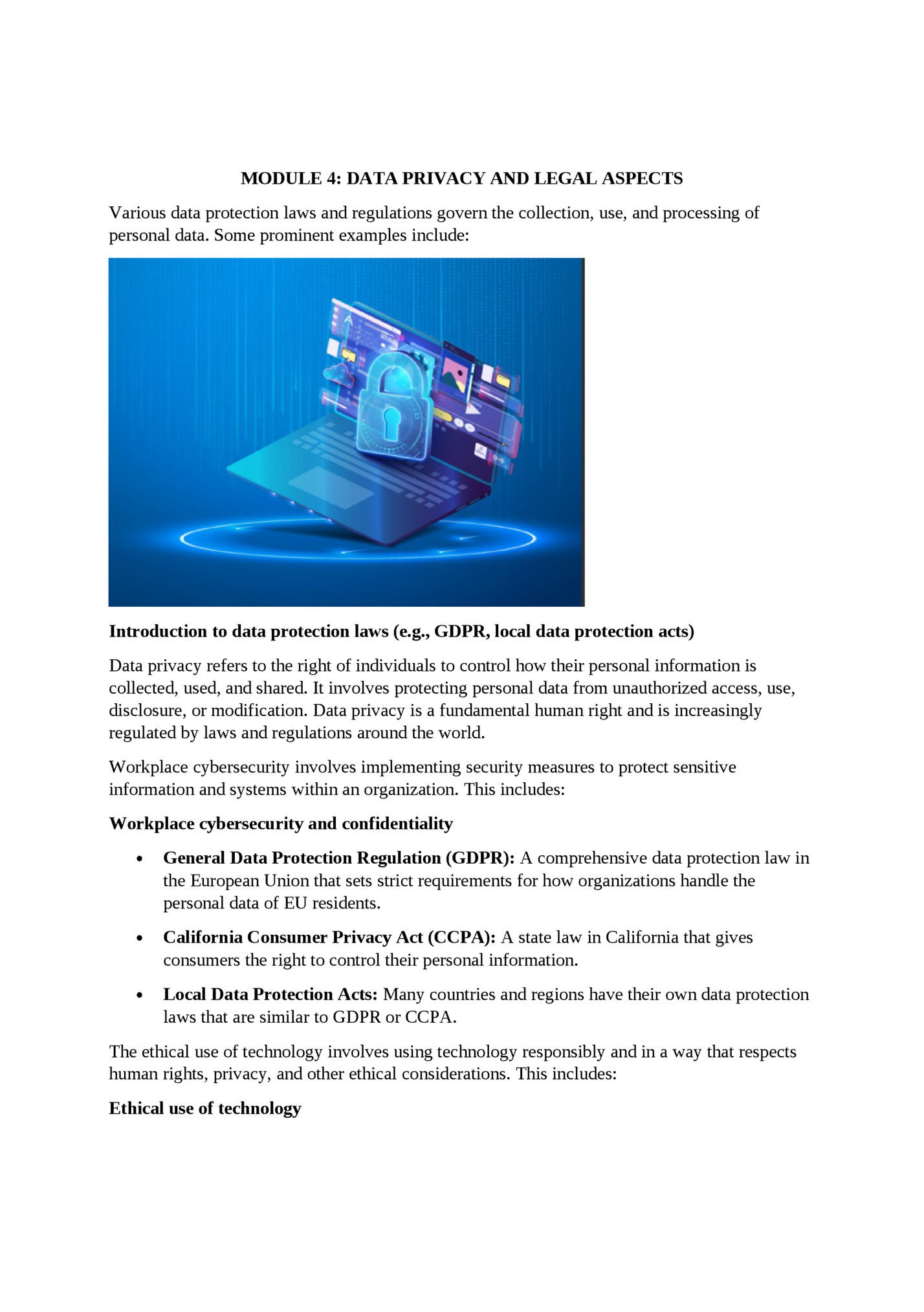 MODULE 4: DATA PRIVACY AND LEGAL ASPECTS