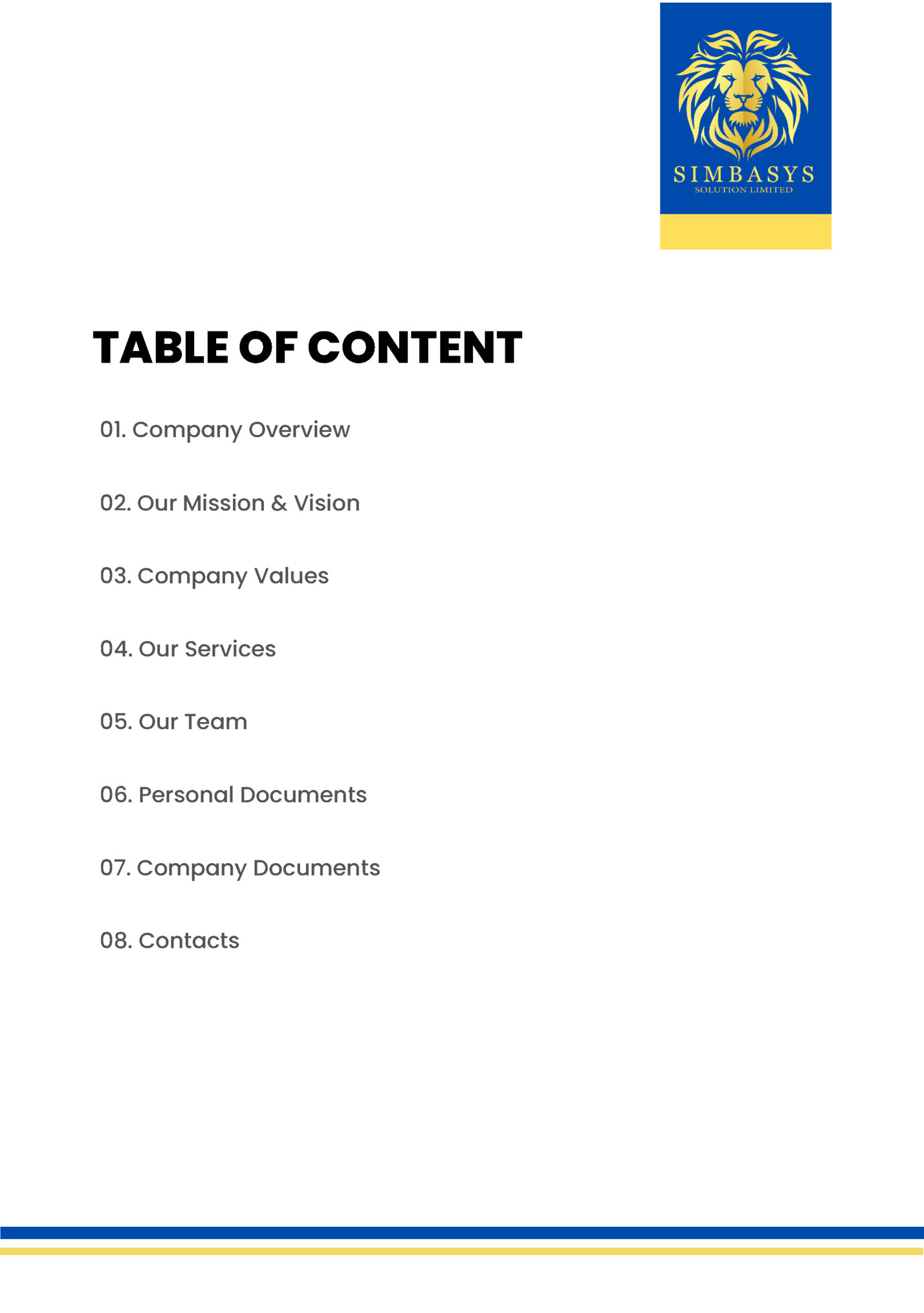 TABLE OF CONTENT