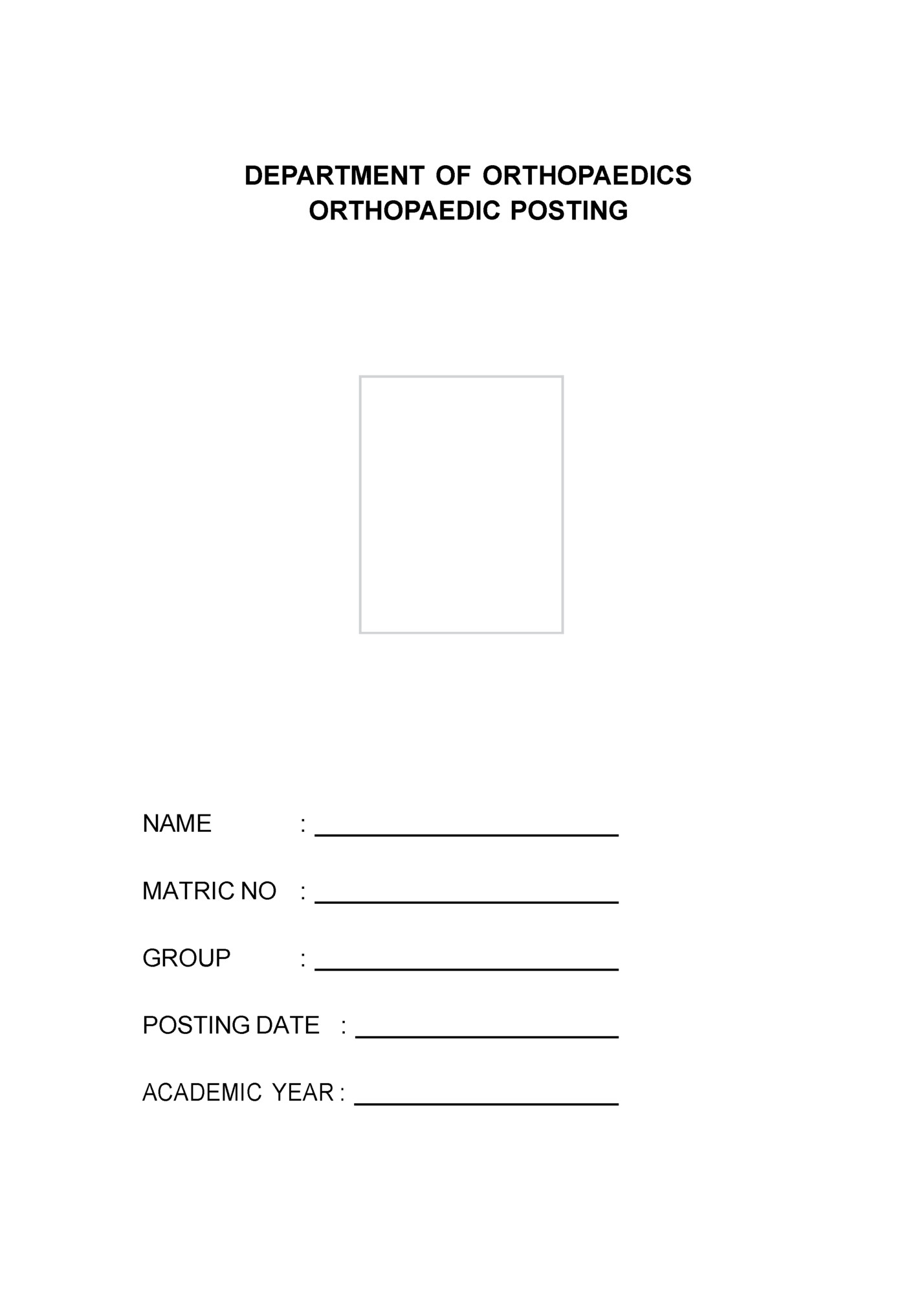 DEPARTMENT OF ORTHOPAEDICS DEPARTMENT OF ORTHOPAEDICS