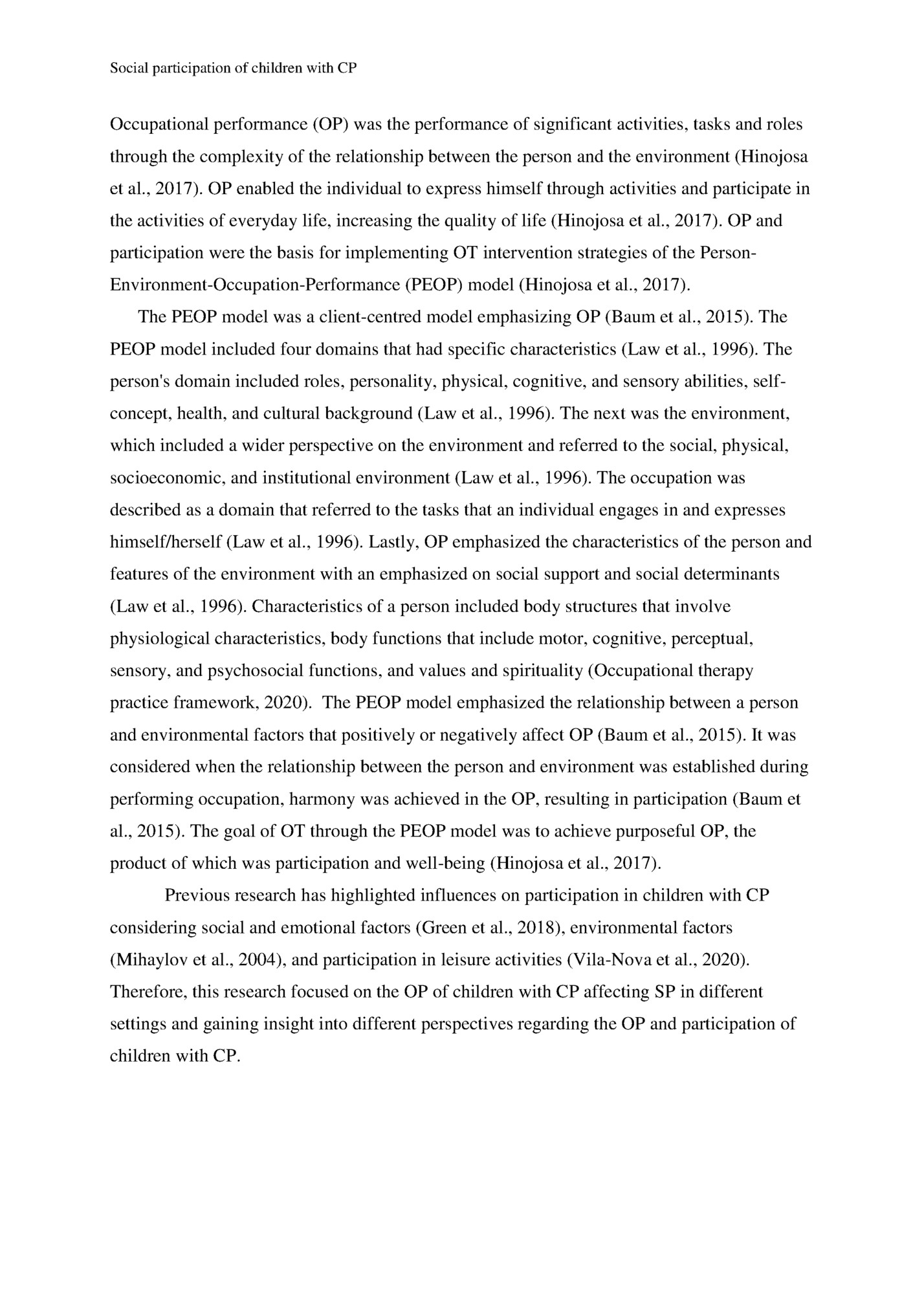 Social participation of children with CP