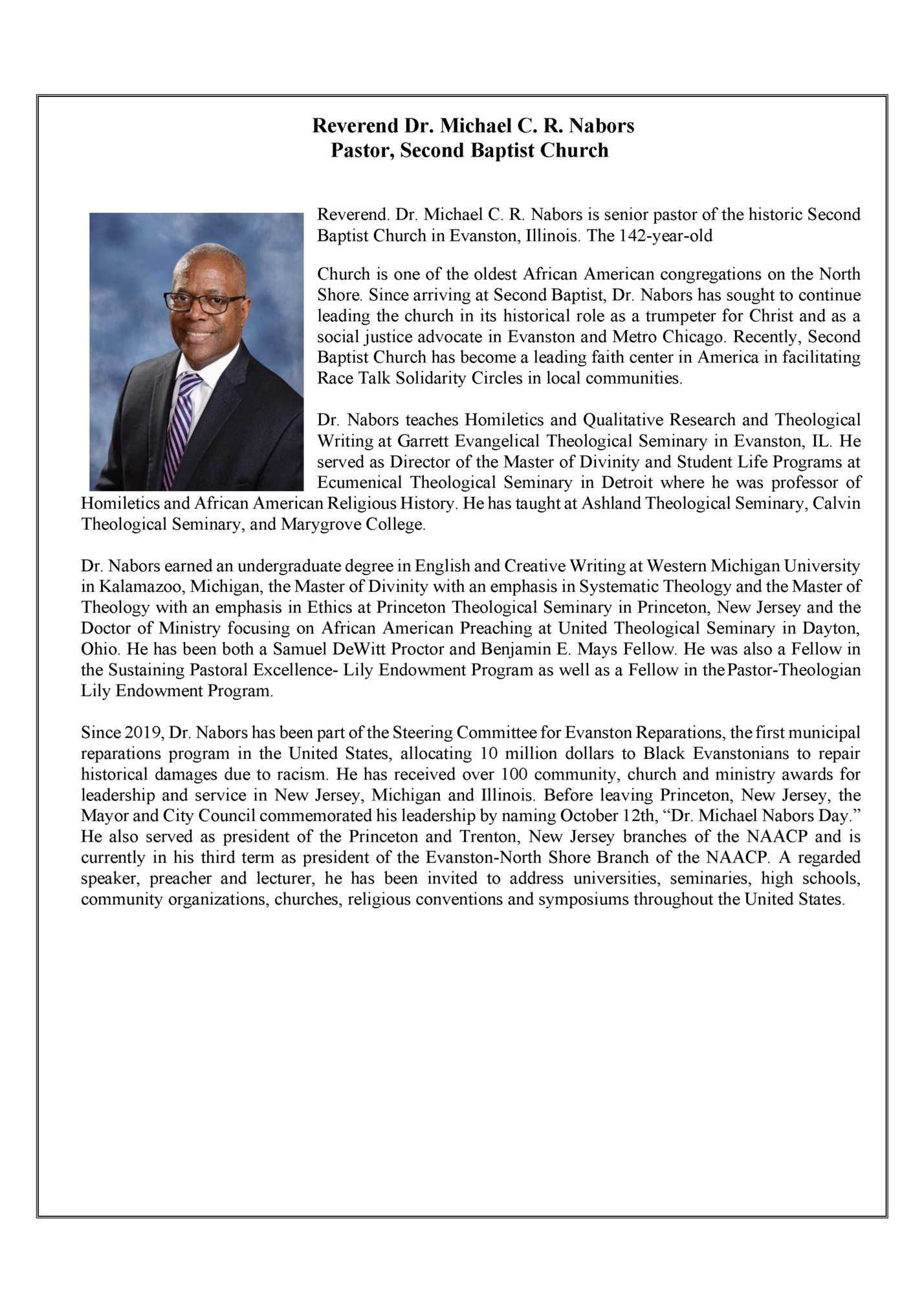 Reverend Dr. Michael C. R. Nabors