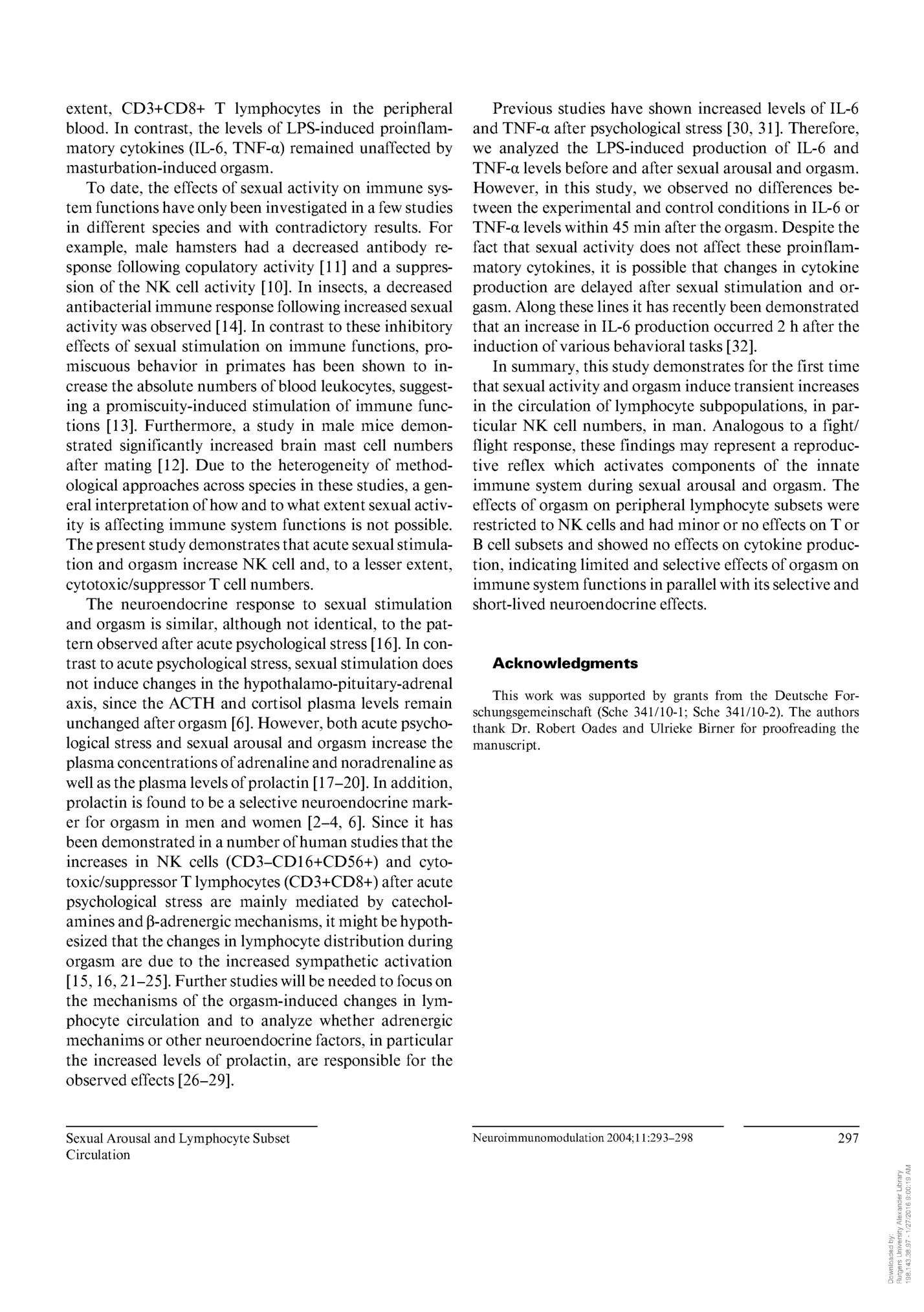 Sexual Arousal and Lymphocyte Subset