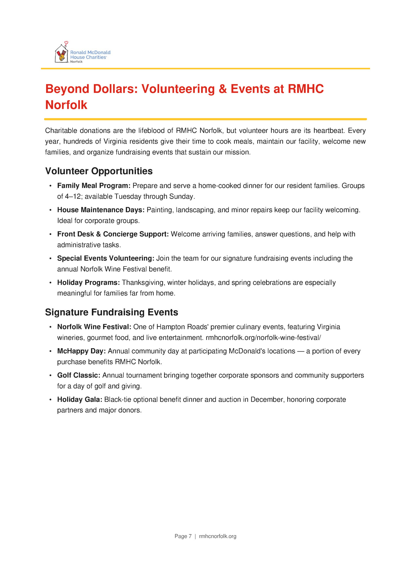 Beyond Dollars: Volunteering & Events at RMHC