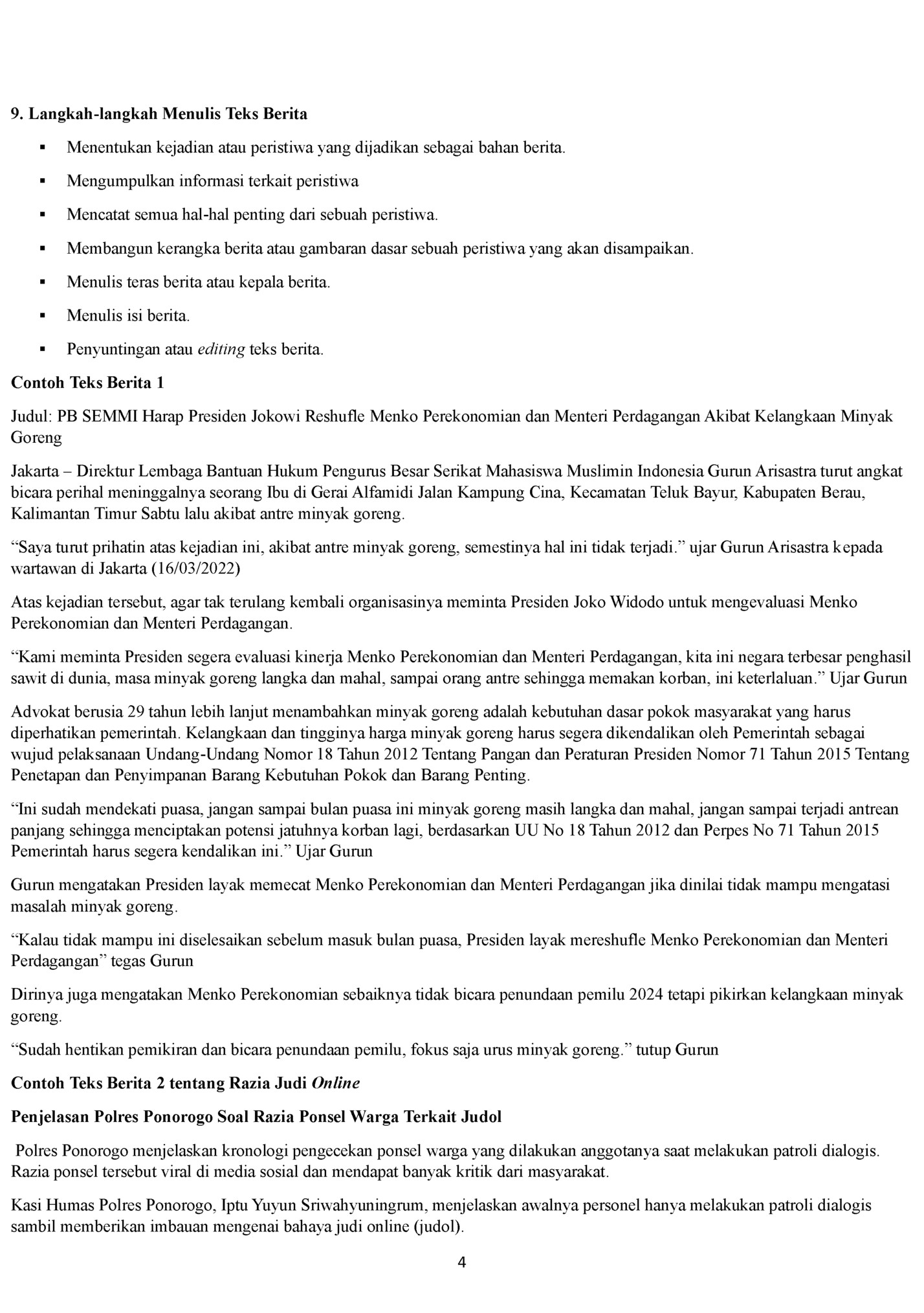 9. Langkah-langkah Menulis Teks Berita