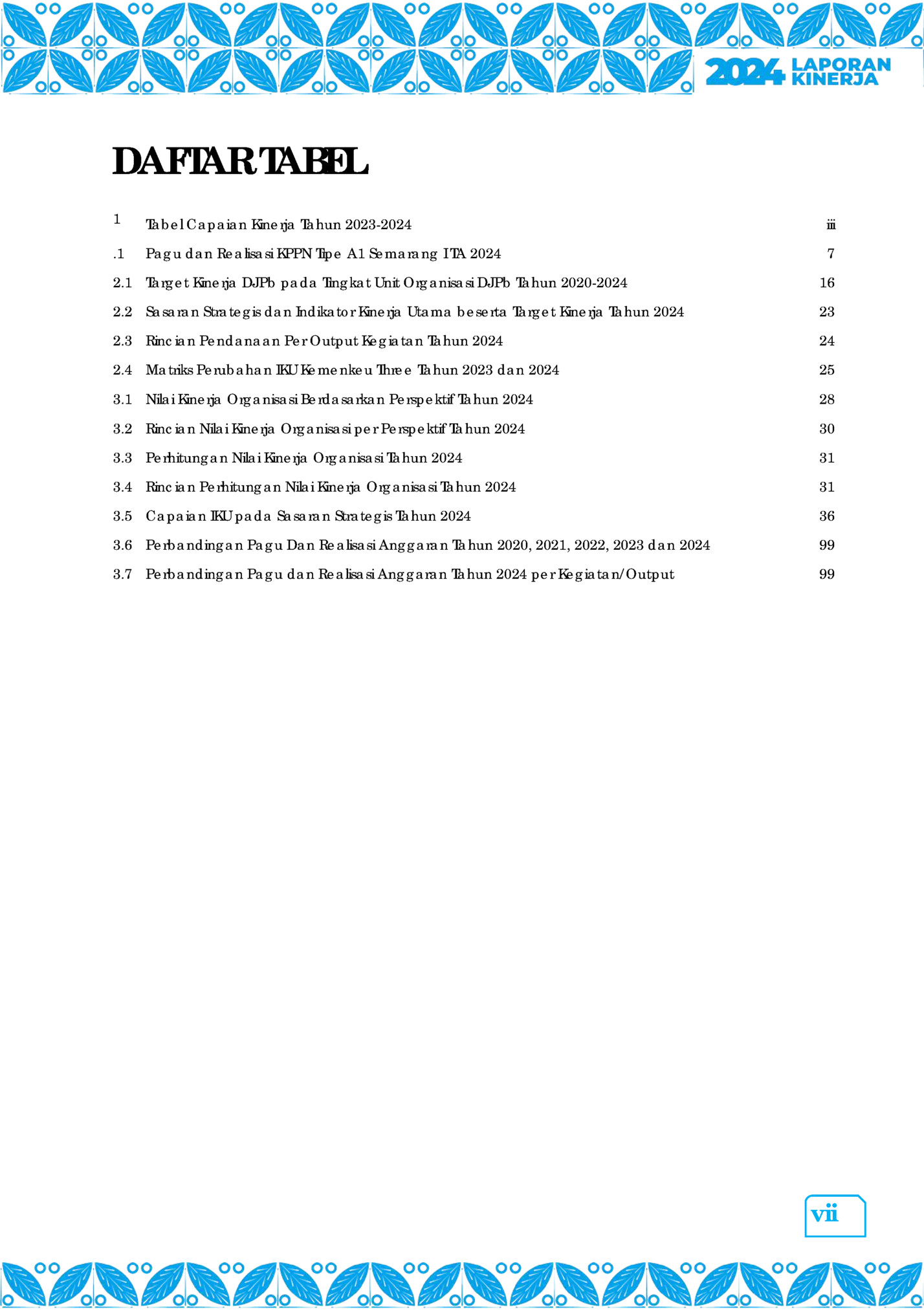 DAFTAR TABEL DAFTAR TABEL