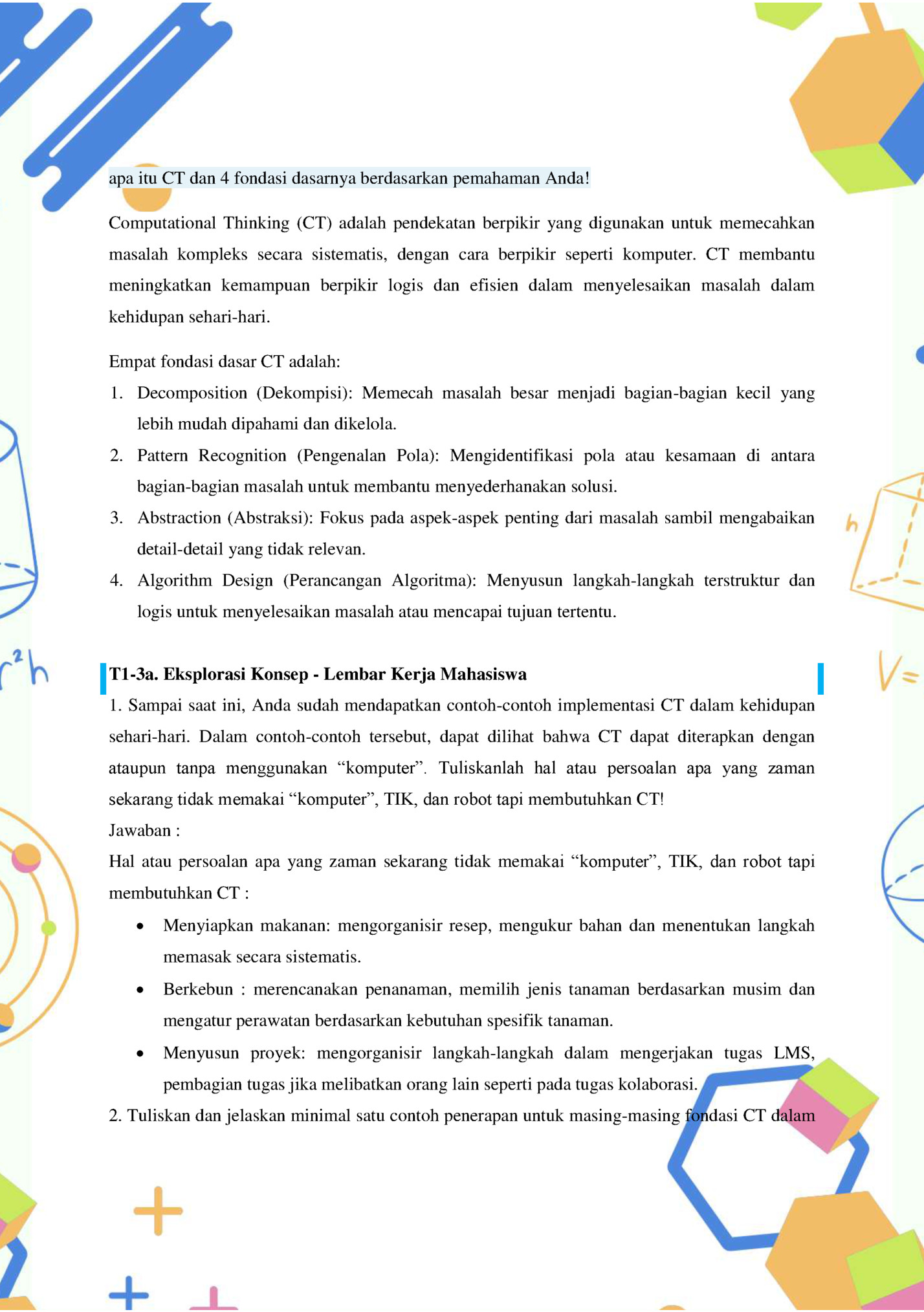 apa itu CT dan 4 fondasi dasarnya berdasarkan pemahaman Anda!