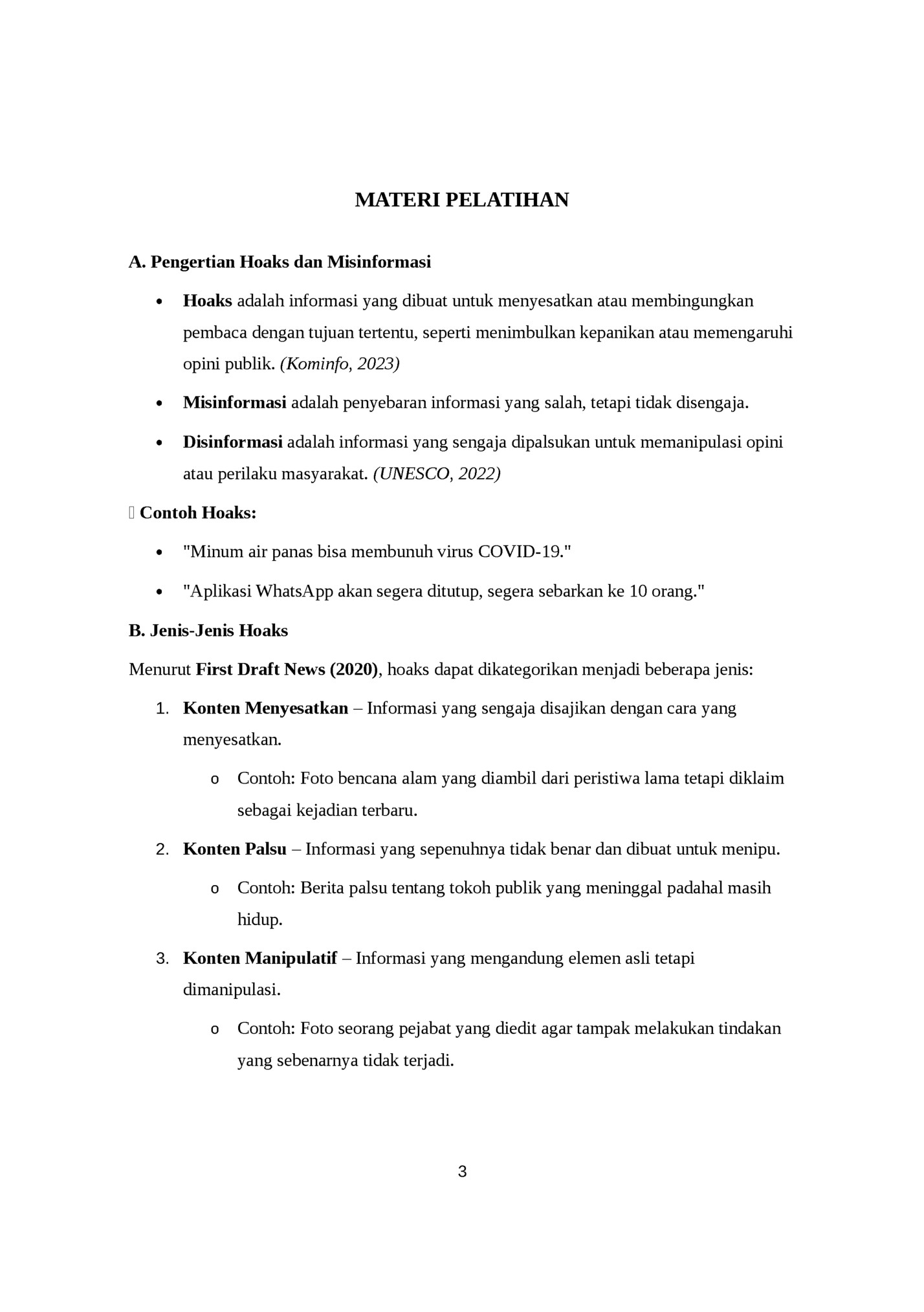 MATERI PELATIHAN MATERI PELATIHAN