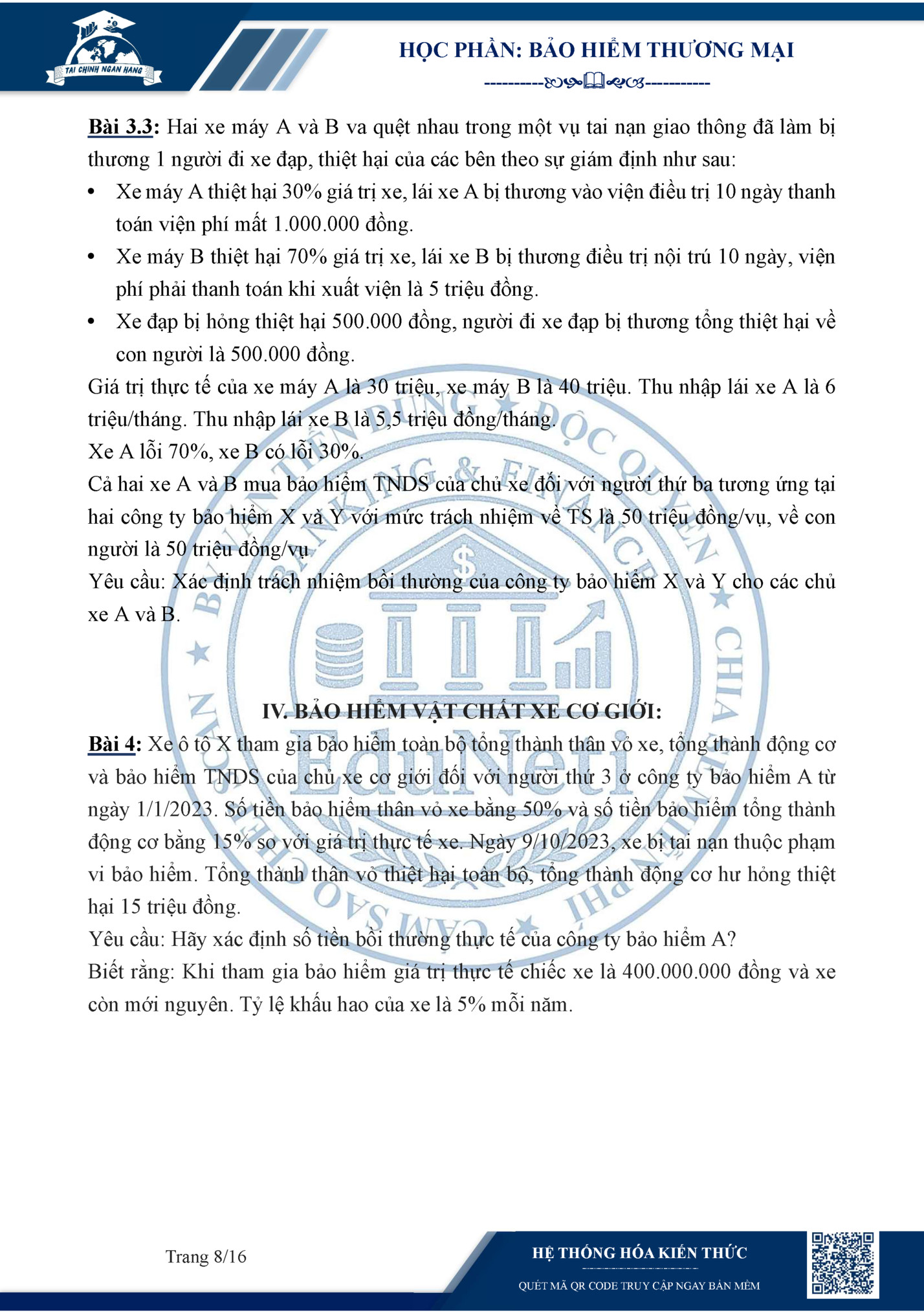 HỌC PHẦN: BẢO HIỂM THƯƠNG MẠI