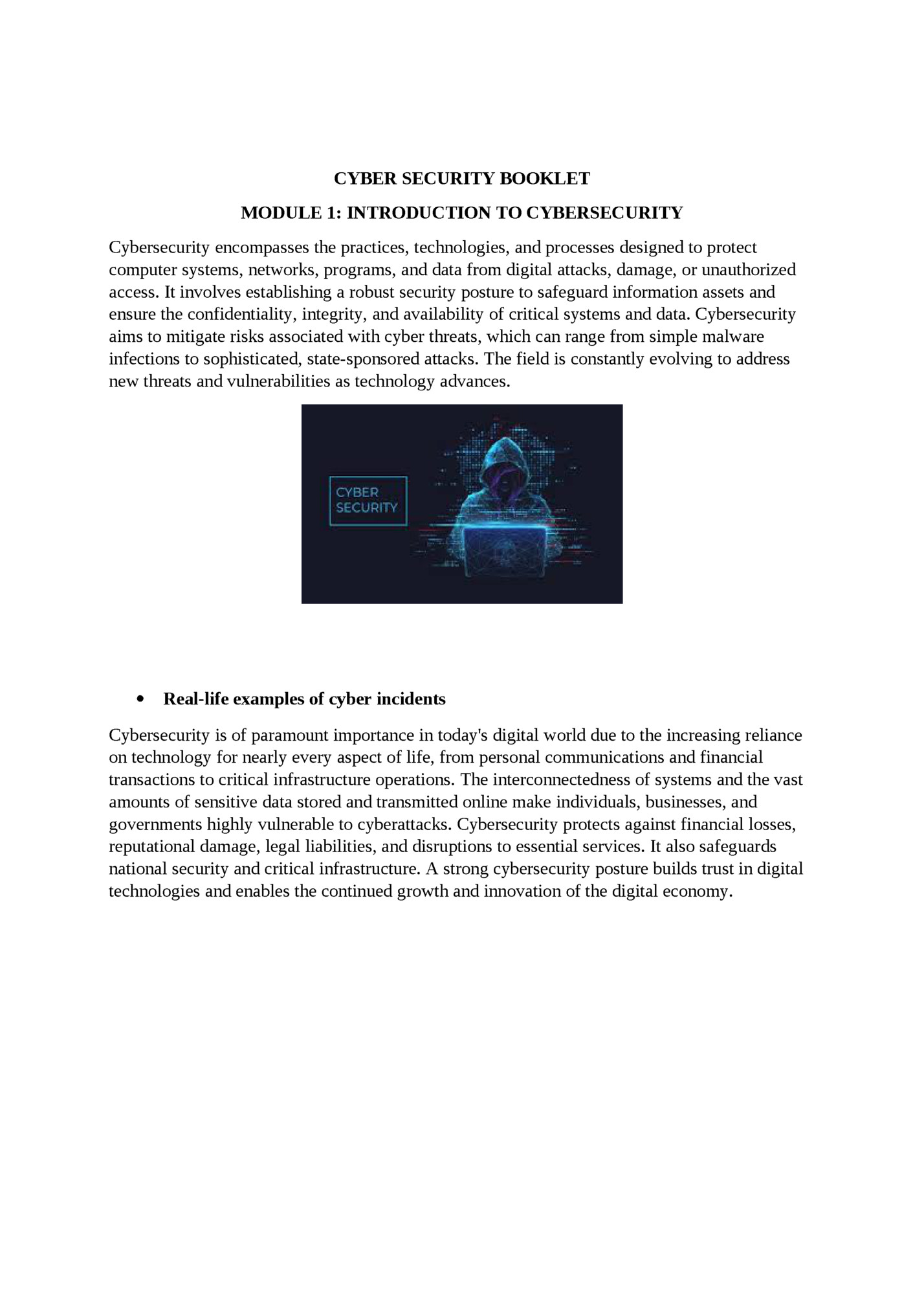 CYBER SECURITY BOOKLET