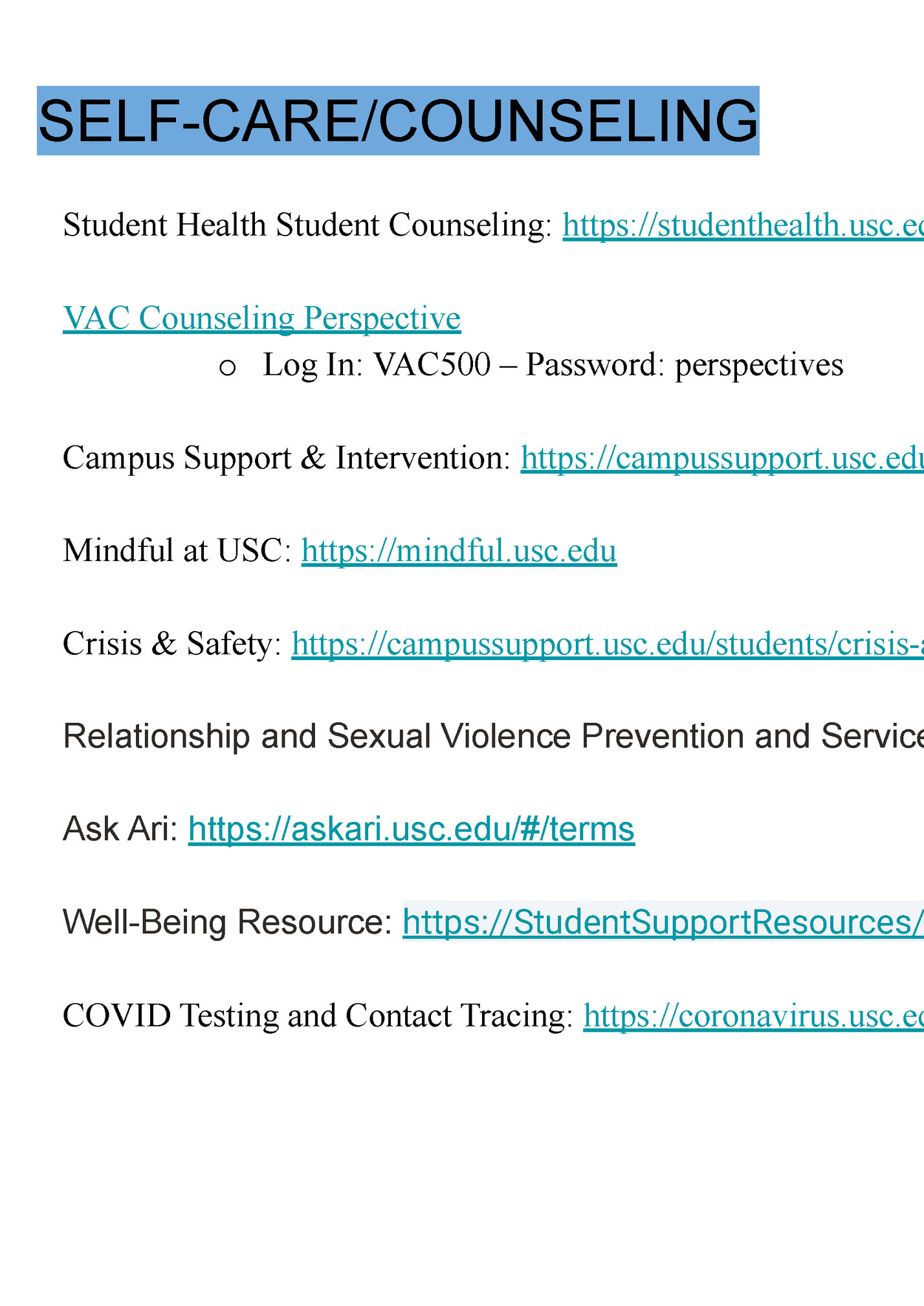 SELF-CARE/COUNSELING