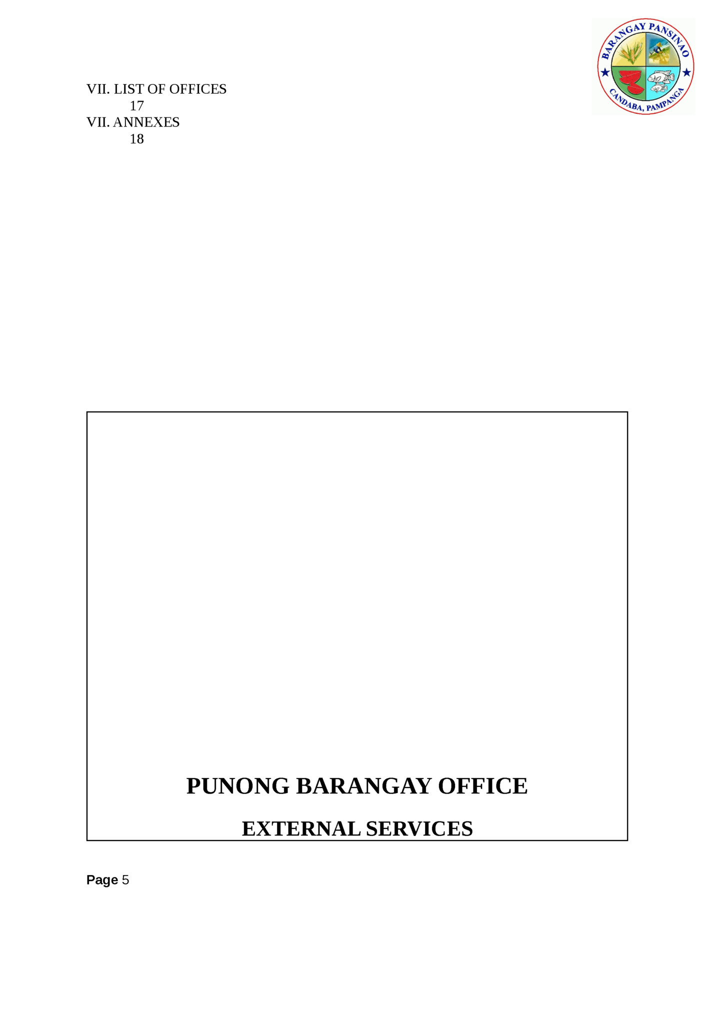 VII. LIST OF OFFICES