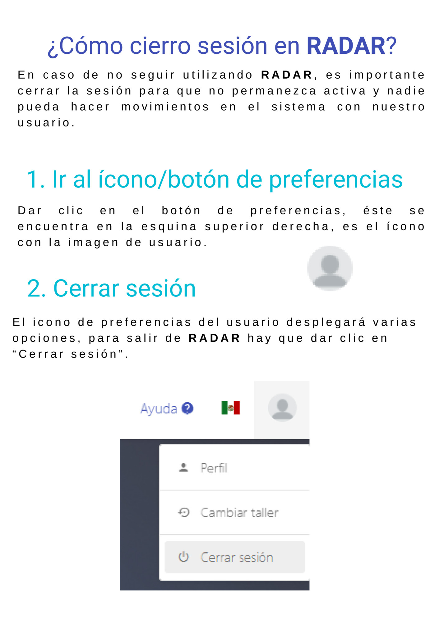 ¿Cómo cierro sesión en RADAR?