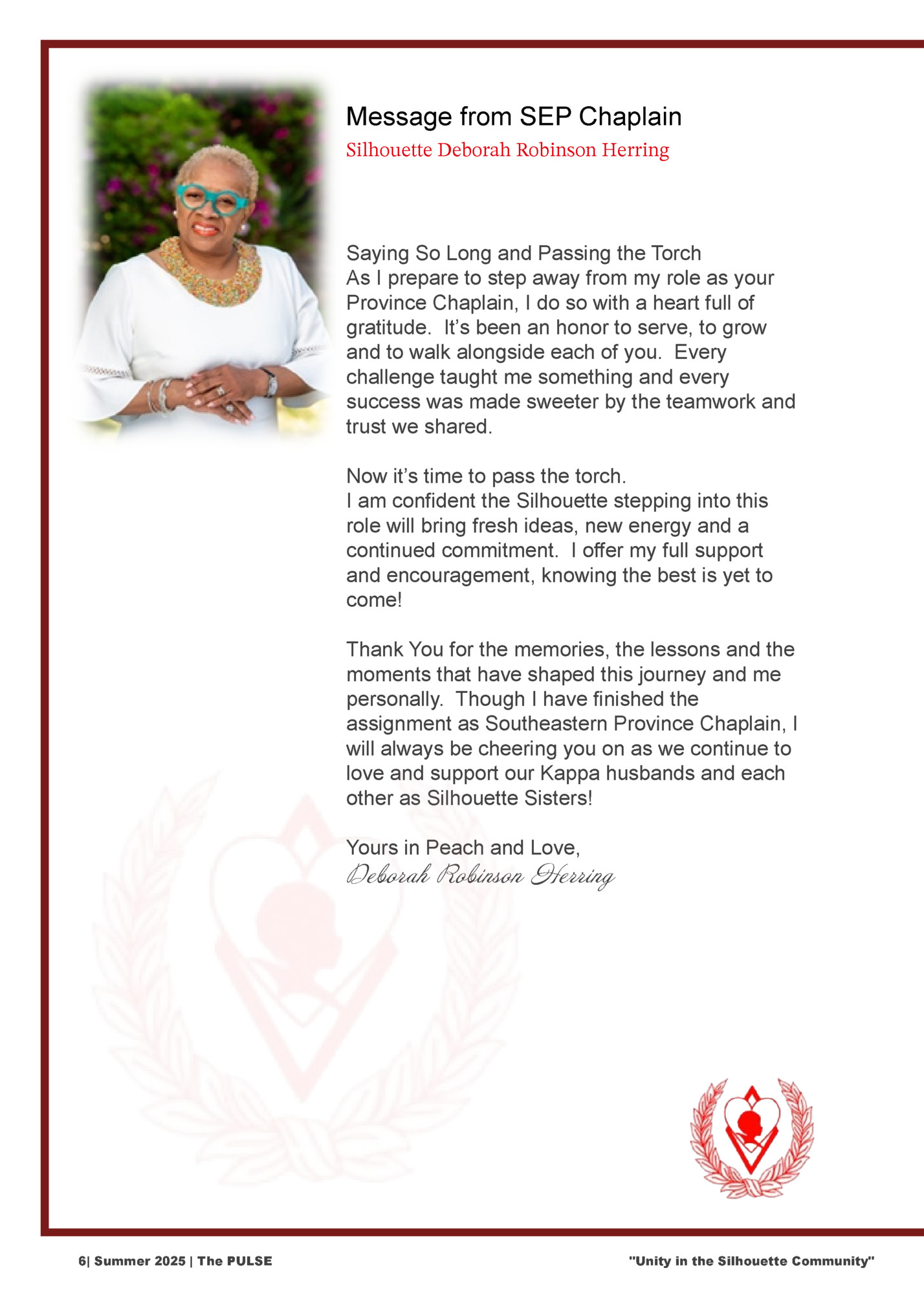 Message from SEP Chaplain