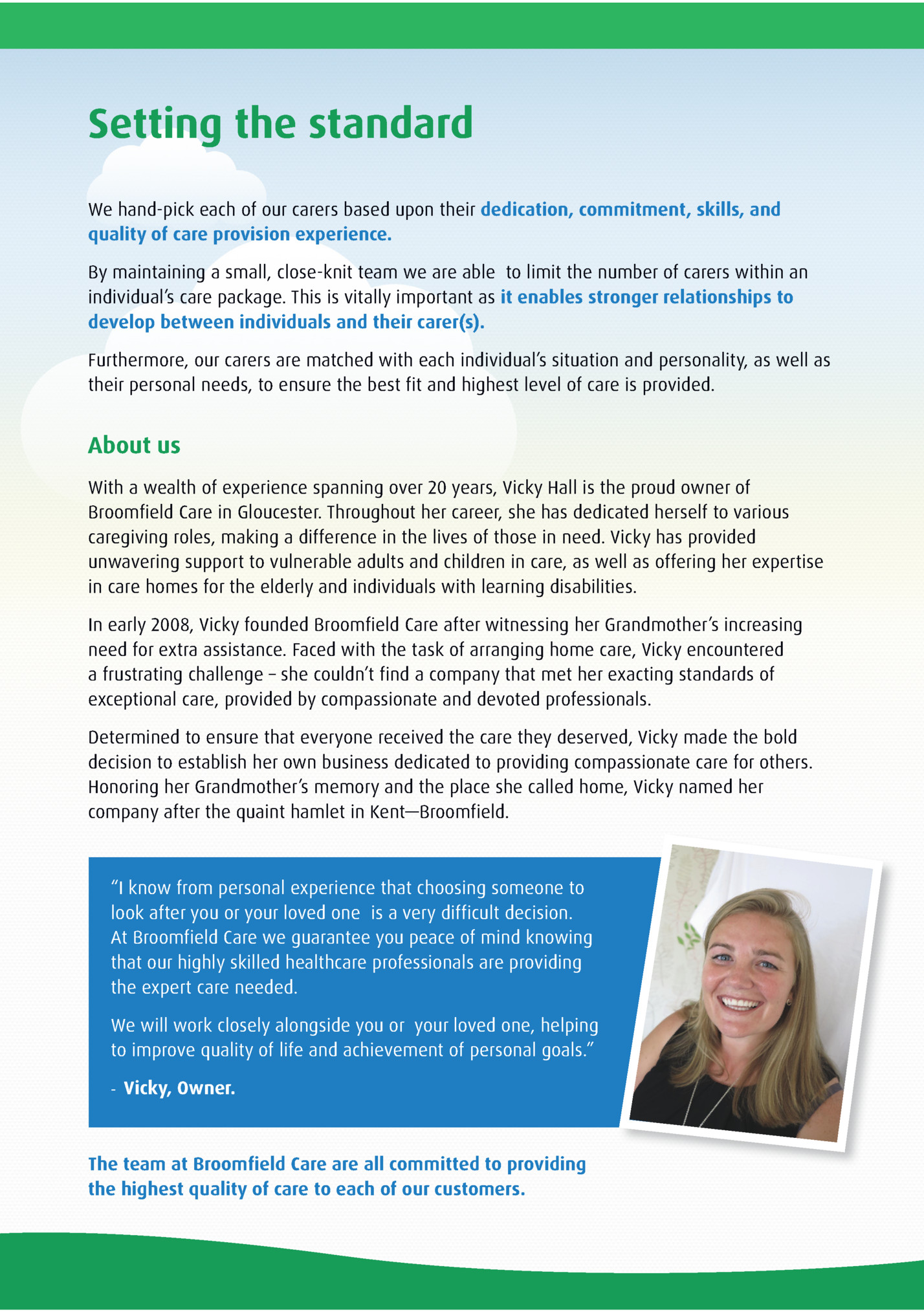 Setting the standard Setting the standard