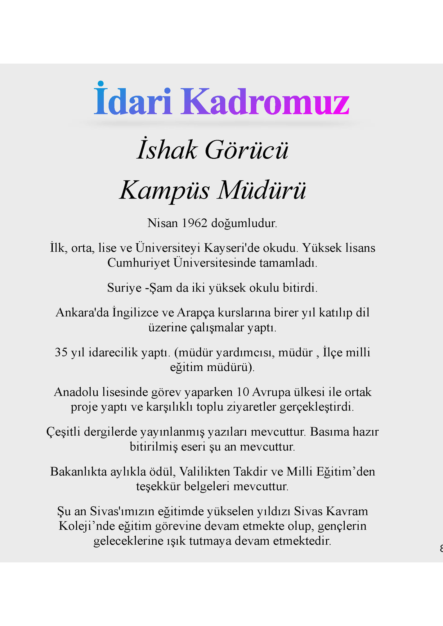 İdari Kadromuz