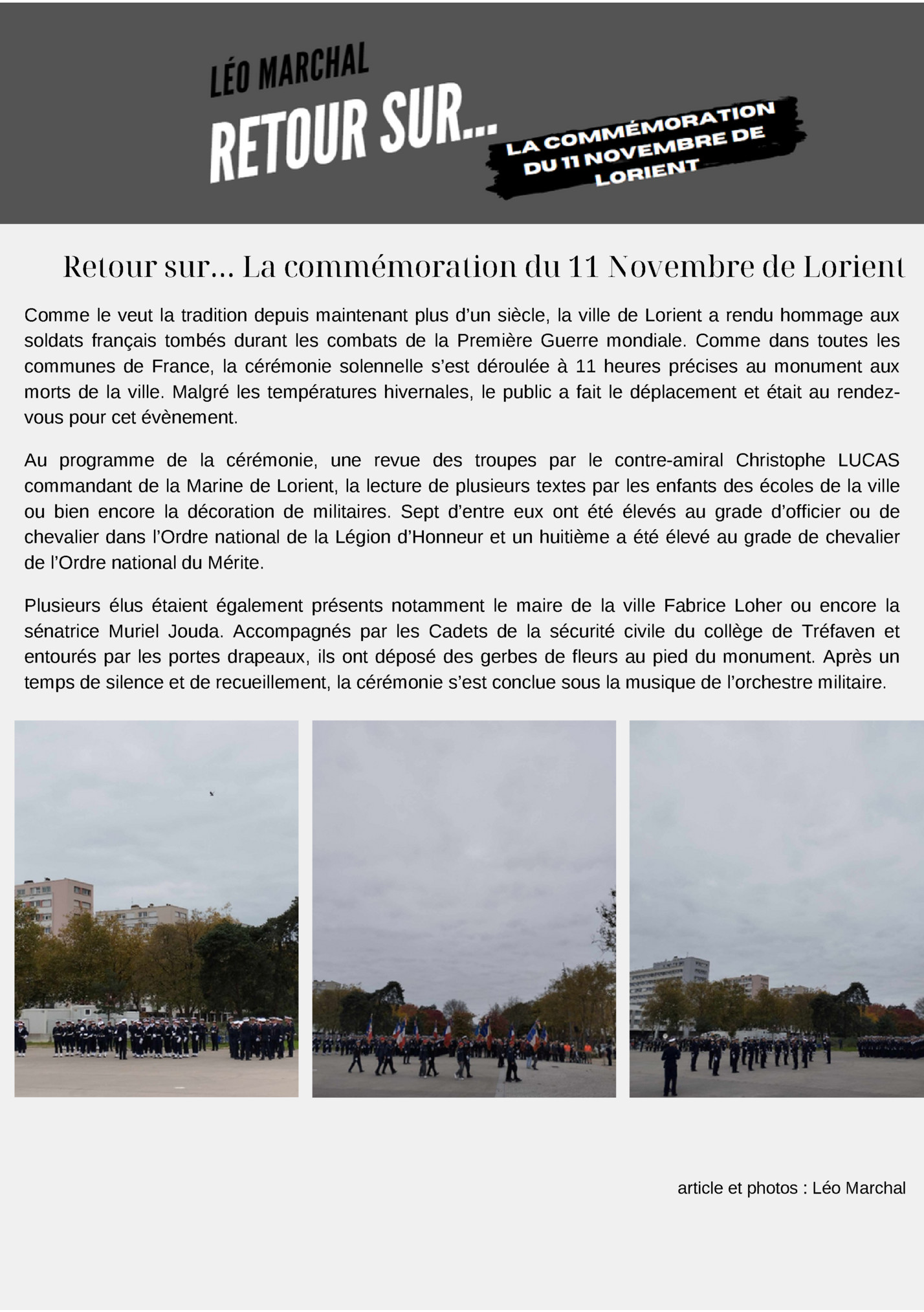 Retour sur… La commémoration du 11 Novembre de Lorient