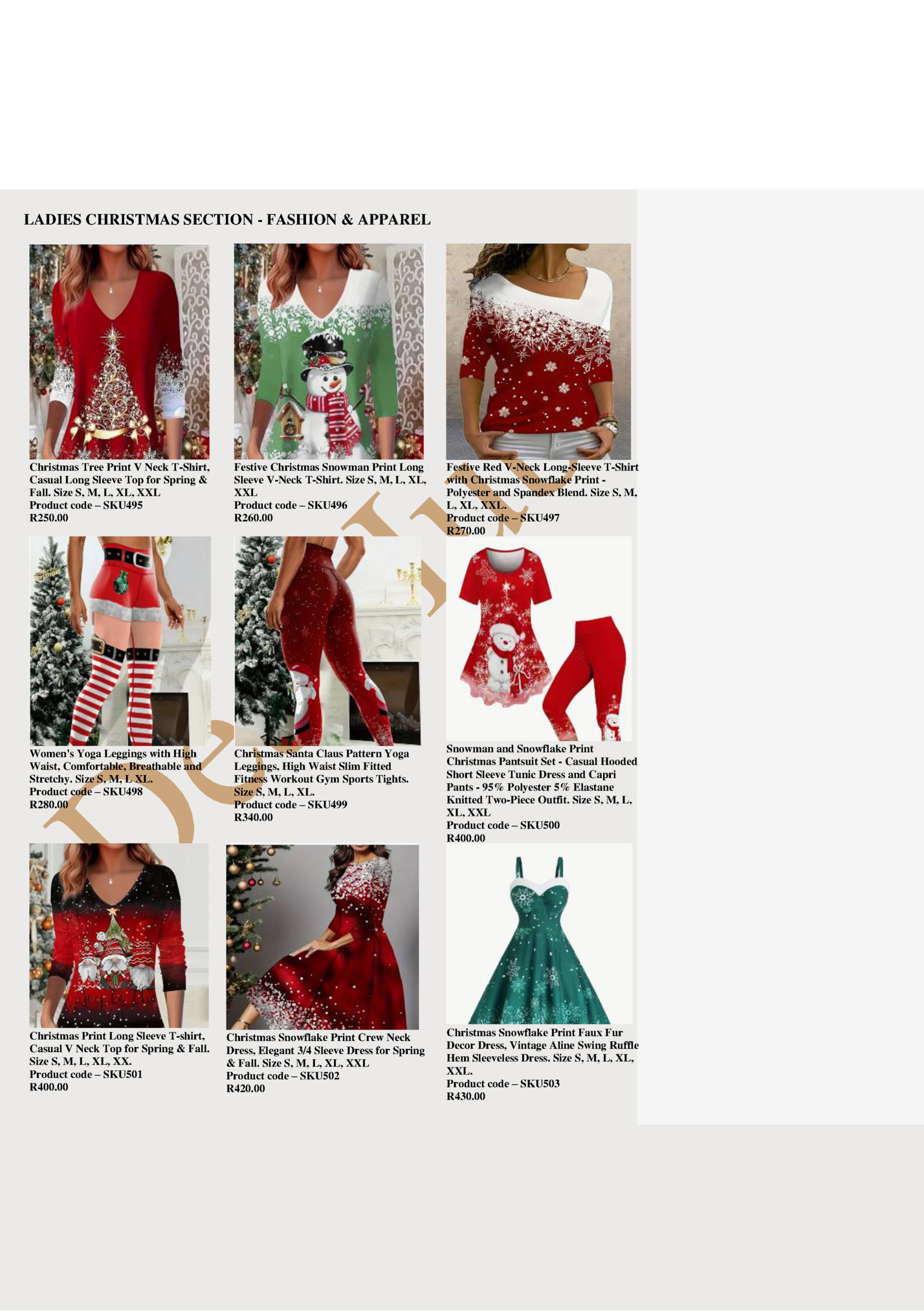 LADIES CHRISTMAS SECTION - FASHION & APPAREL