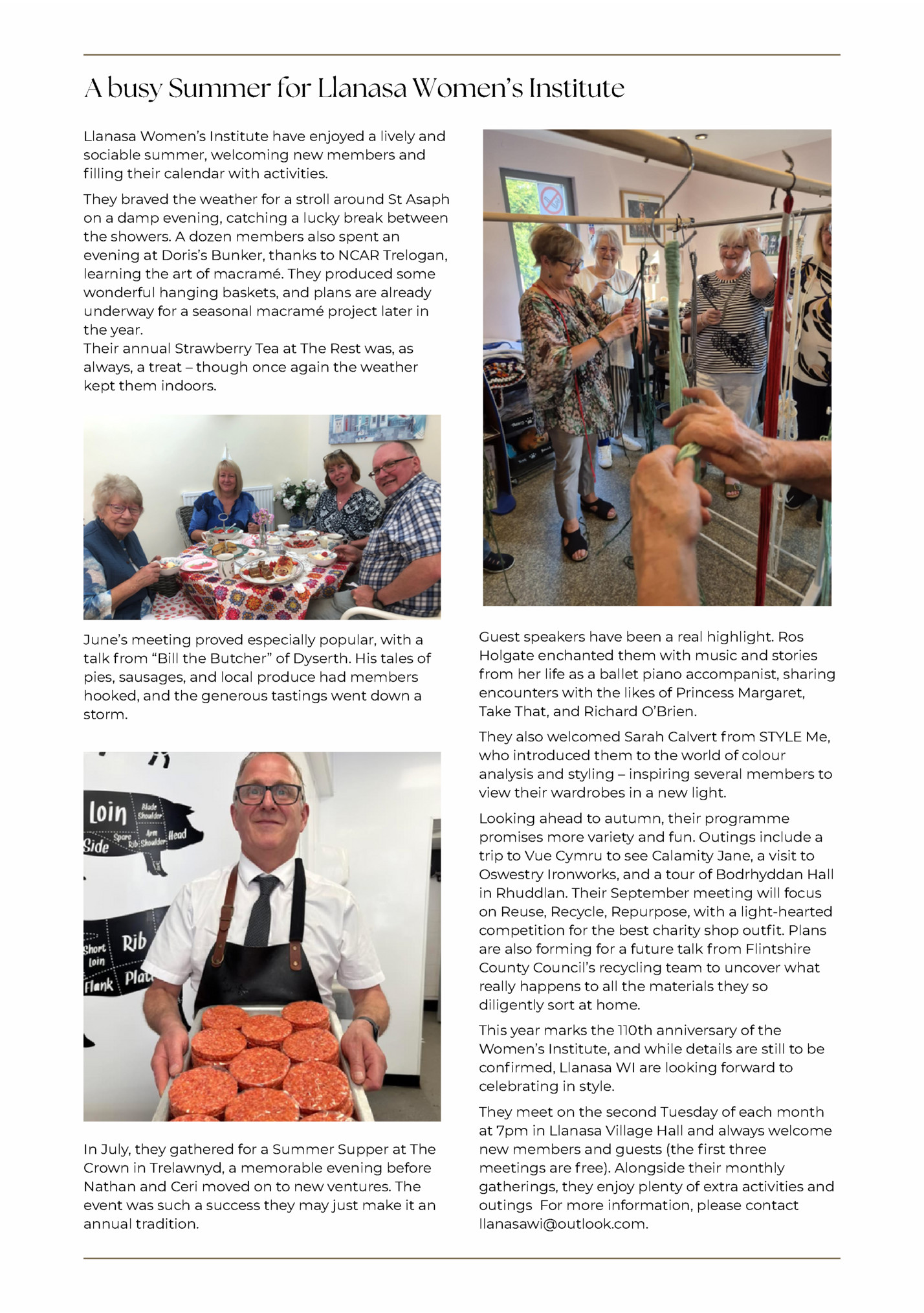 A busy Summer for Llanasa Women’s Institute A busy Summer for Llanasa Women’s Institute