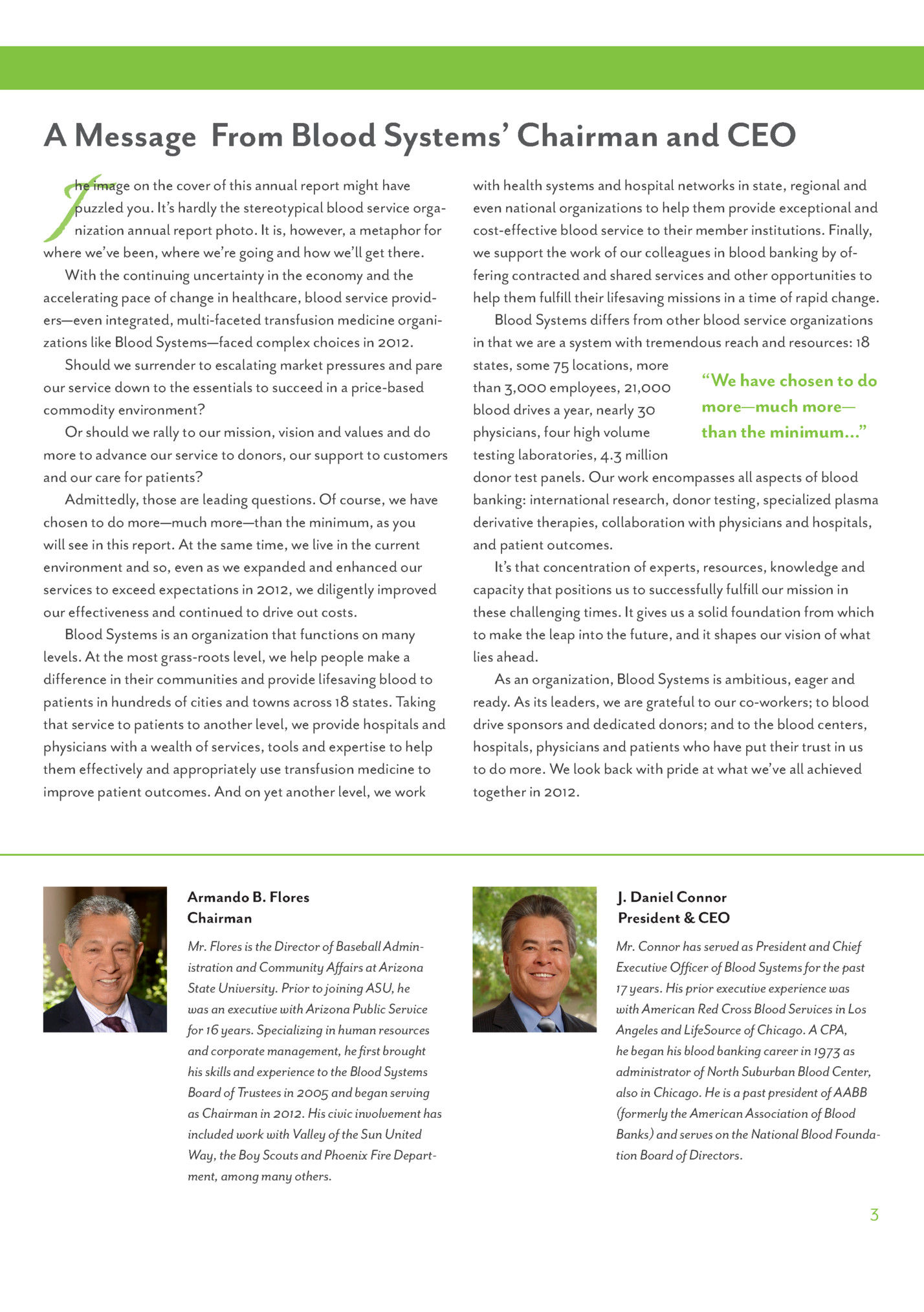 A Message From Blood Systems’ Chairman and CEO