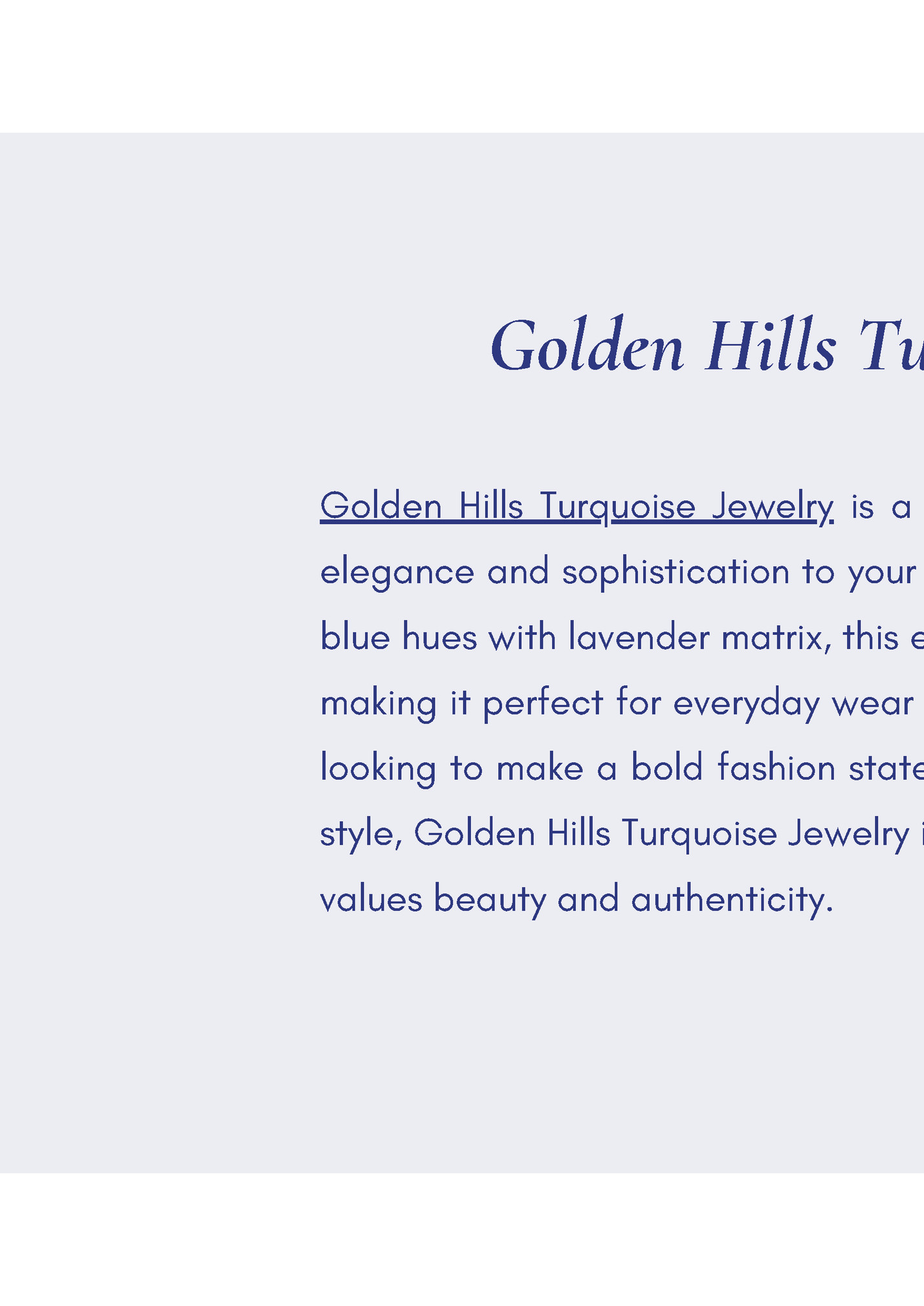 Golden Hills Turquoise Jewelry