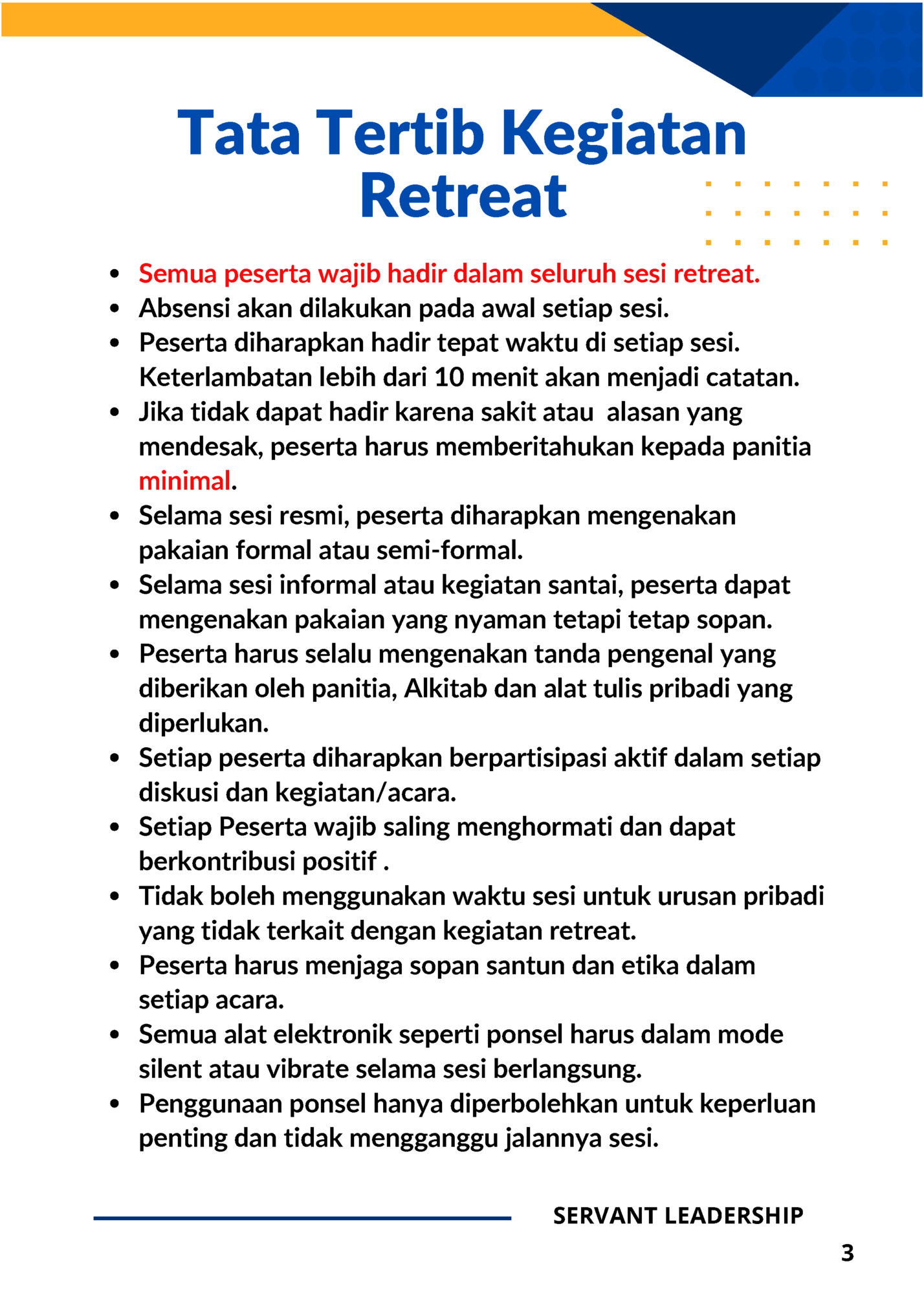 Tata Tertib Kegiatan