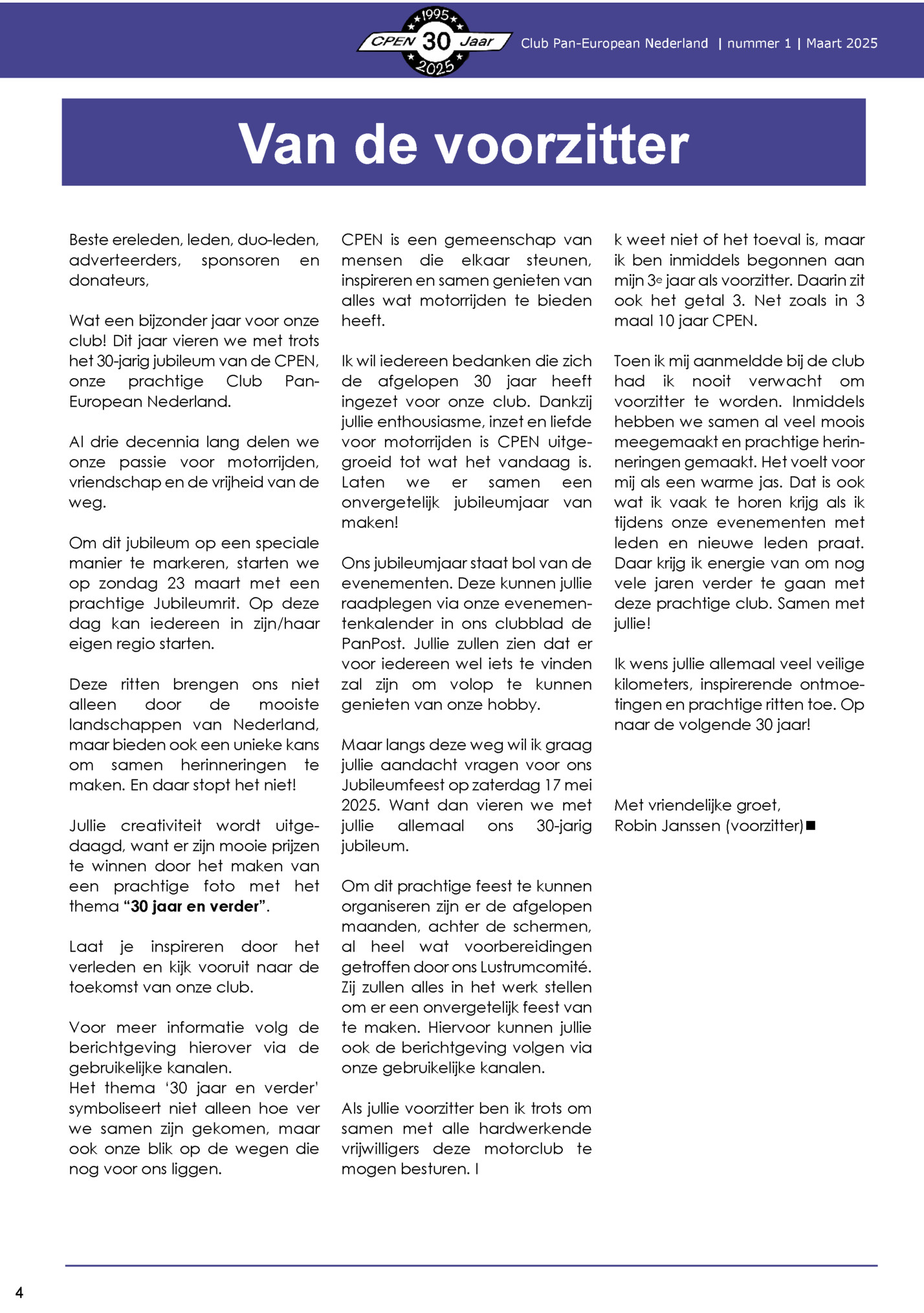Club Pan-European Nederland | nummer 1 | Maart 2025 Club Pan-European Nederland | nummer 1 | Maart 2025
