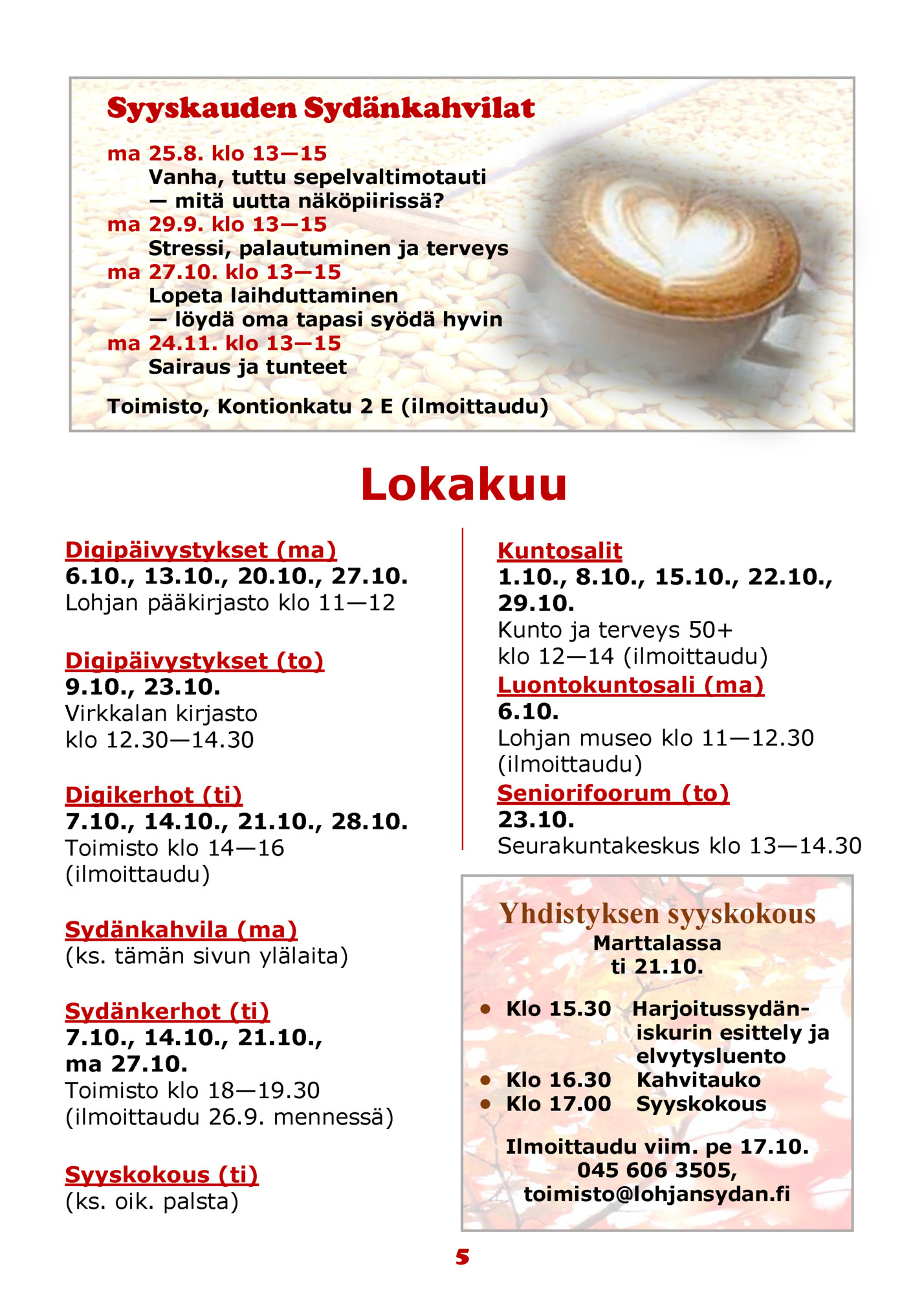 Syyskauden Sydänkahvilat