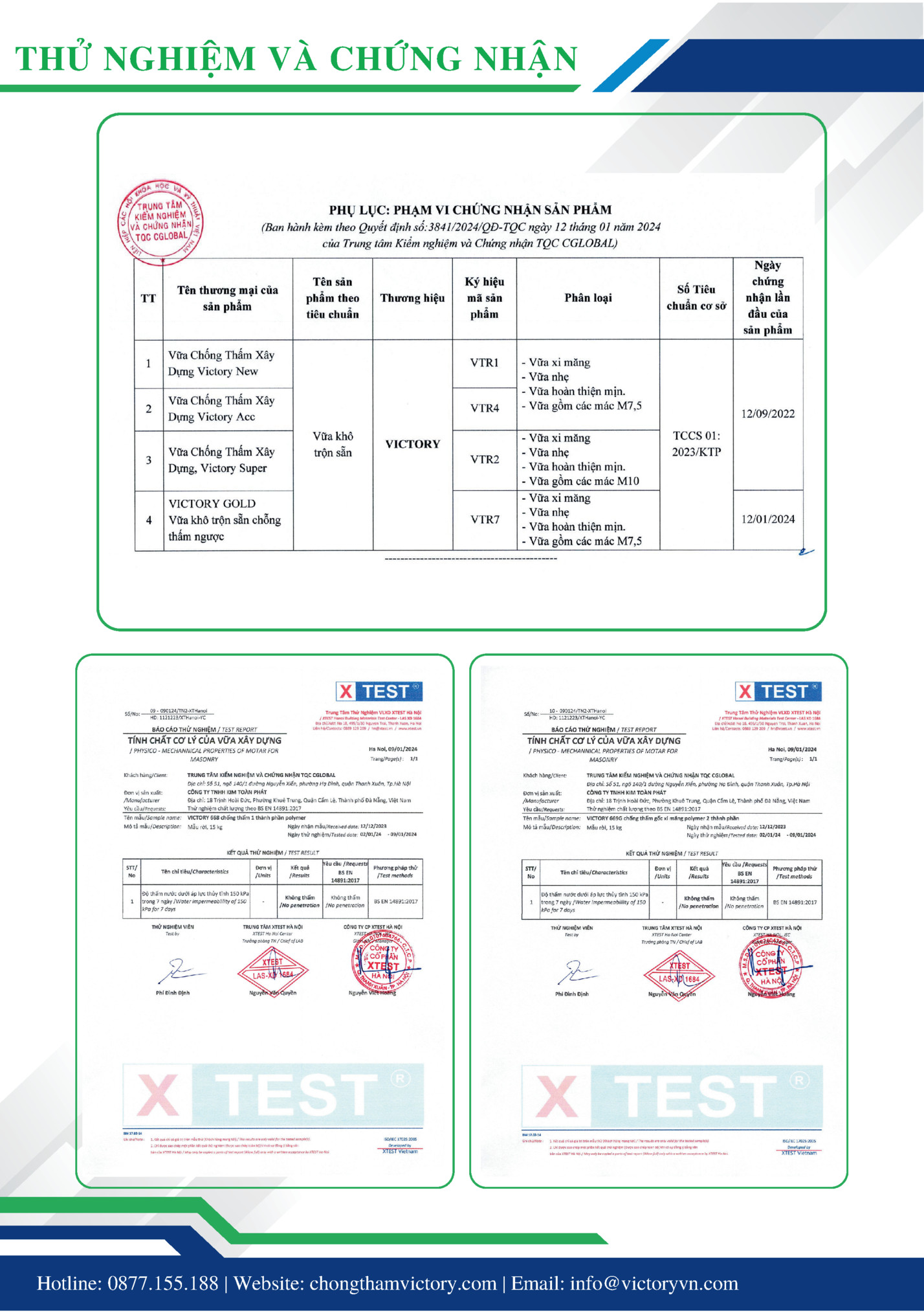 THỬ NGHIỆM VÀ CHỨNG NHẬN