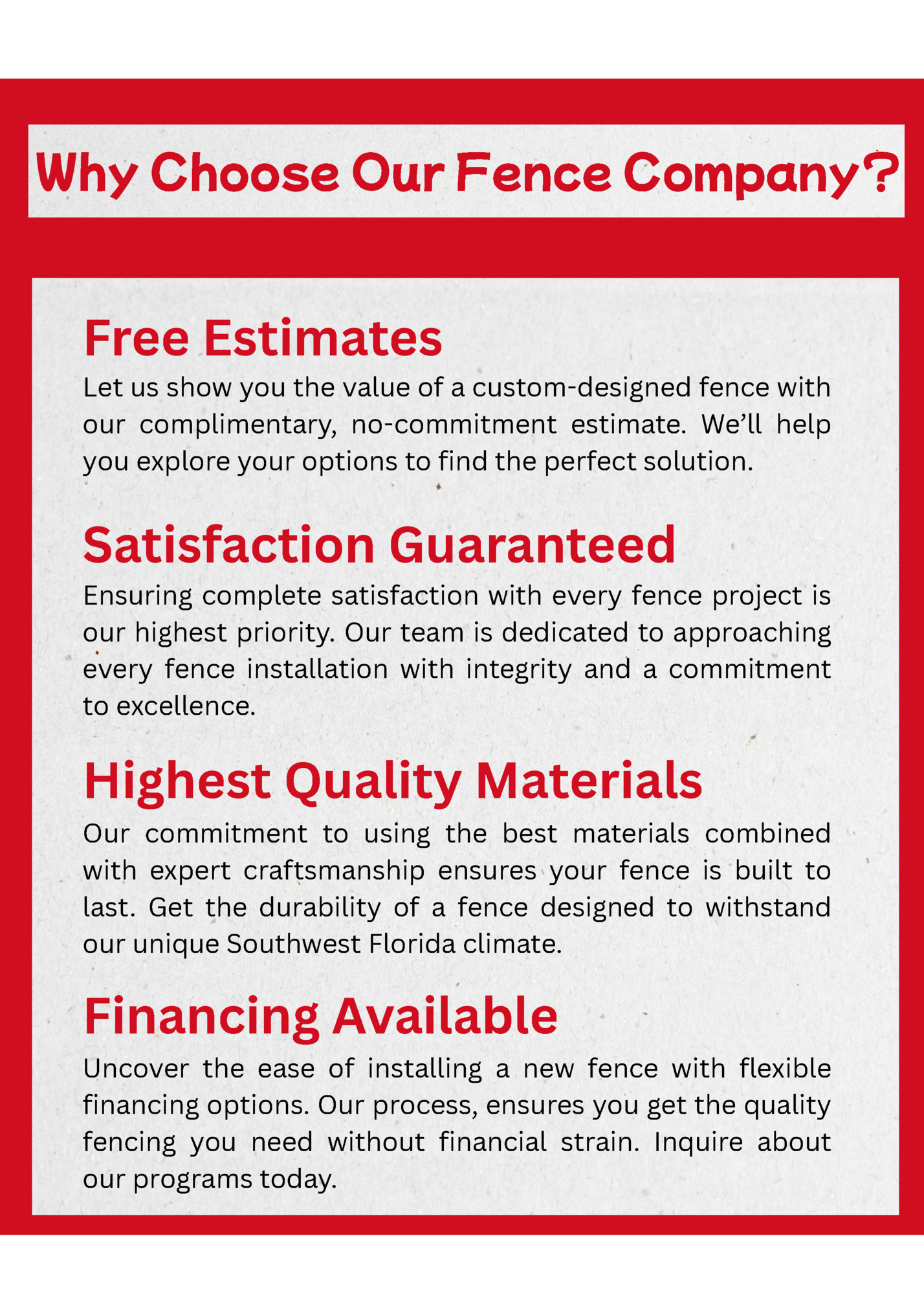 Why Choose Our Fence Company?