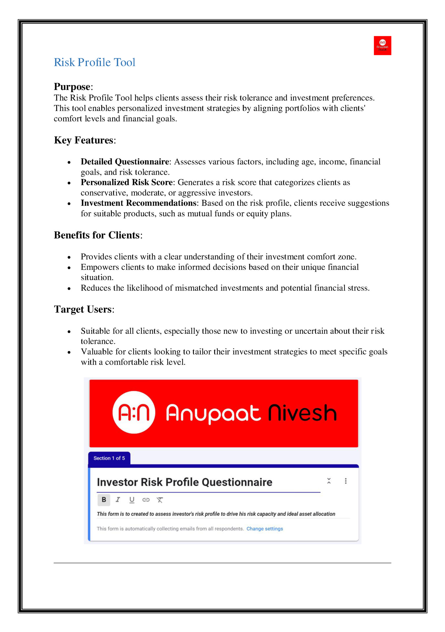 Risk Profile Tool