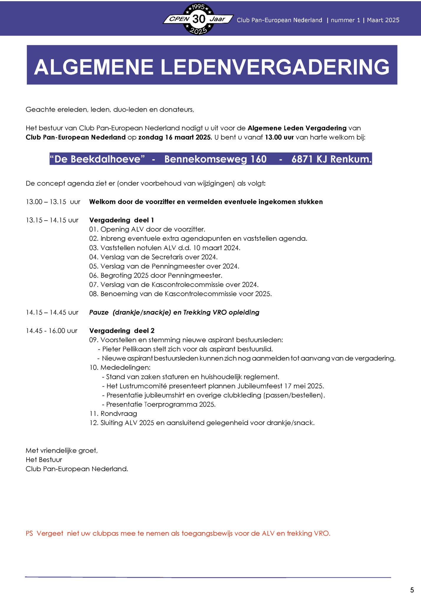 Club Pan-European Nederland | nummer 1 | Maart 2025