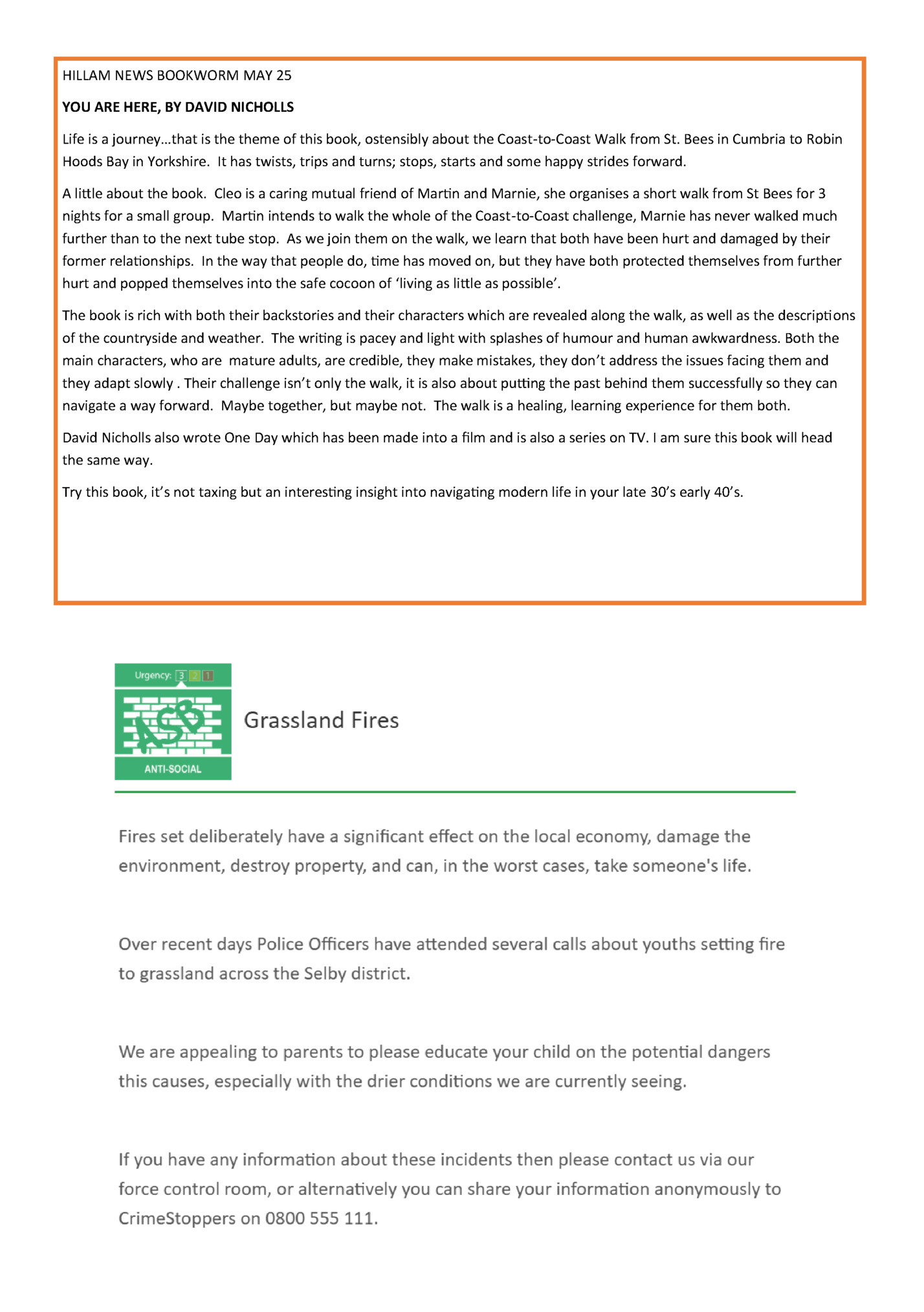 HILLAM NEWS BOOKWORM MAY 25