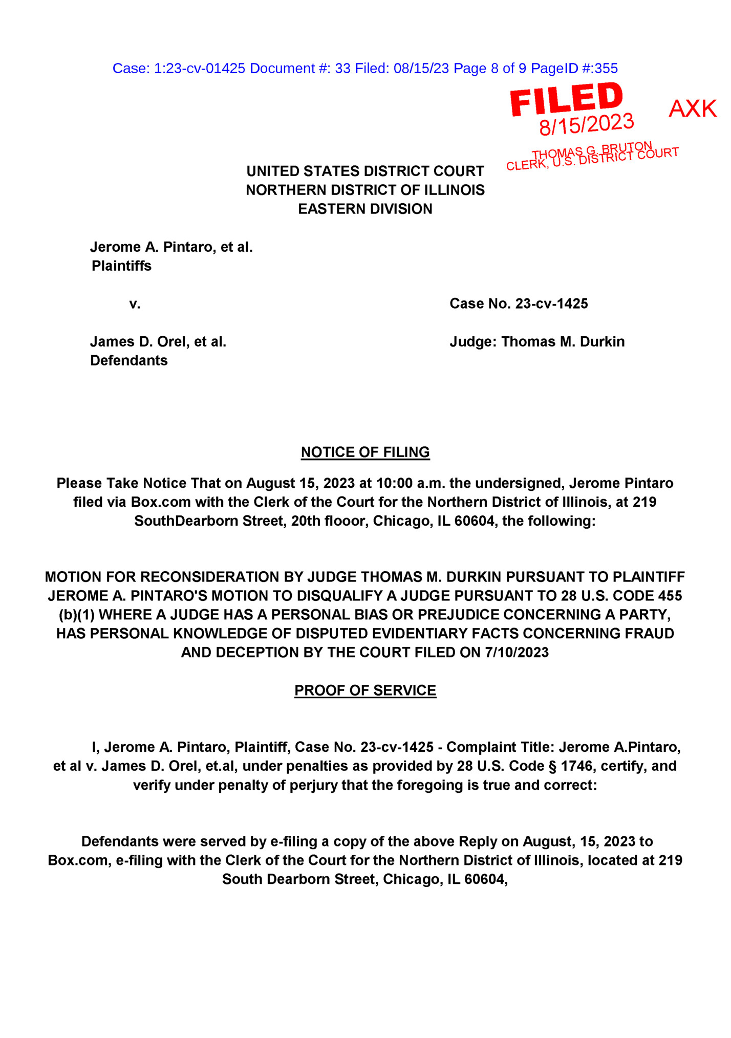 Case: 1:23-cv-01425 Document #: 33 Filed: 08/15/23 Page 8 of 9 PageID #:355