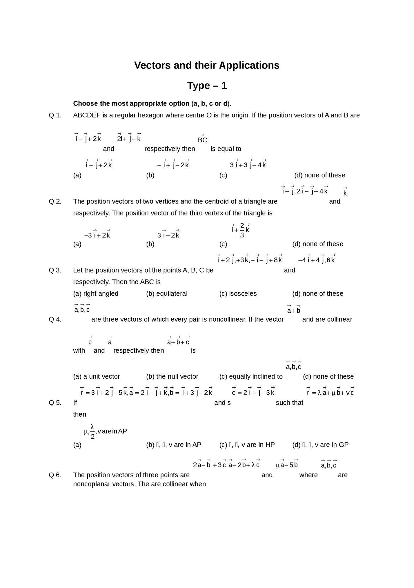 Vectors and their Applications