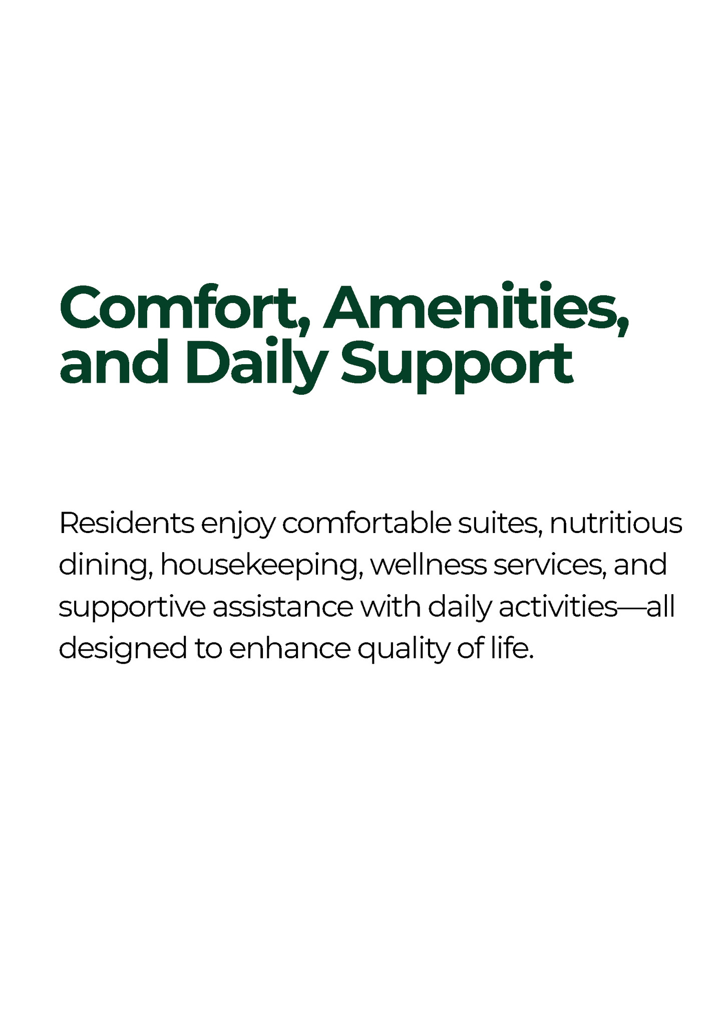 Comfort, Amenities,