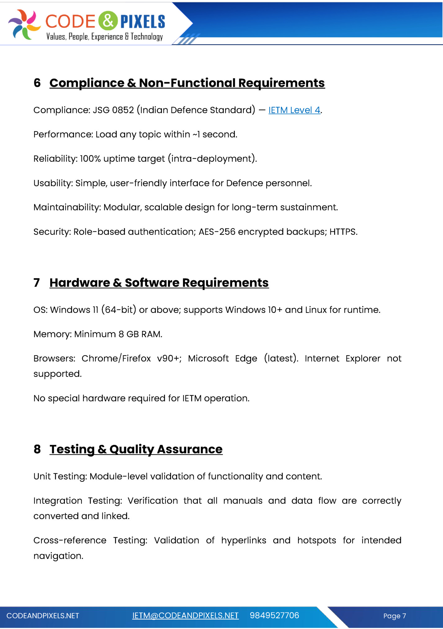 6 Compliance & Non-Functional Requirements