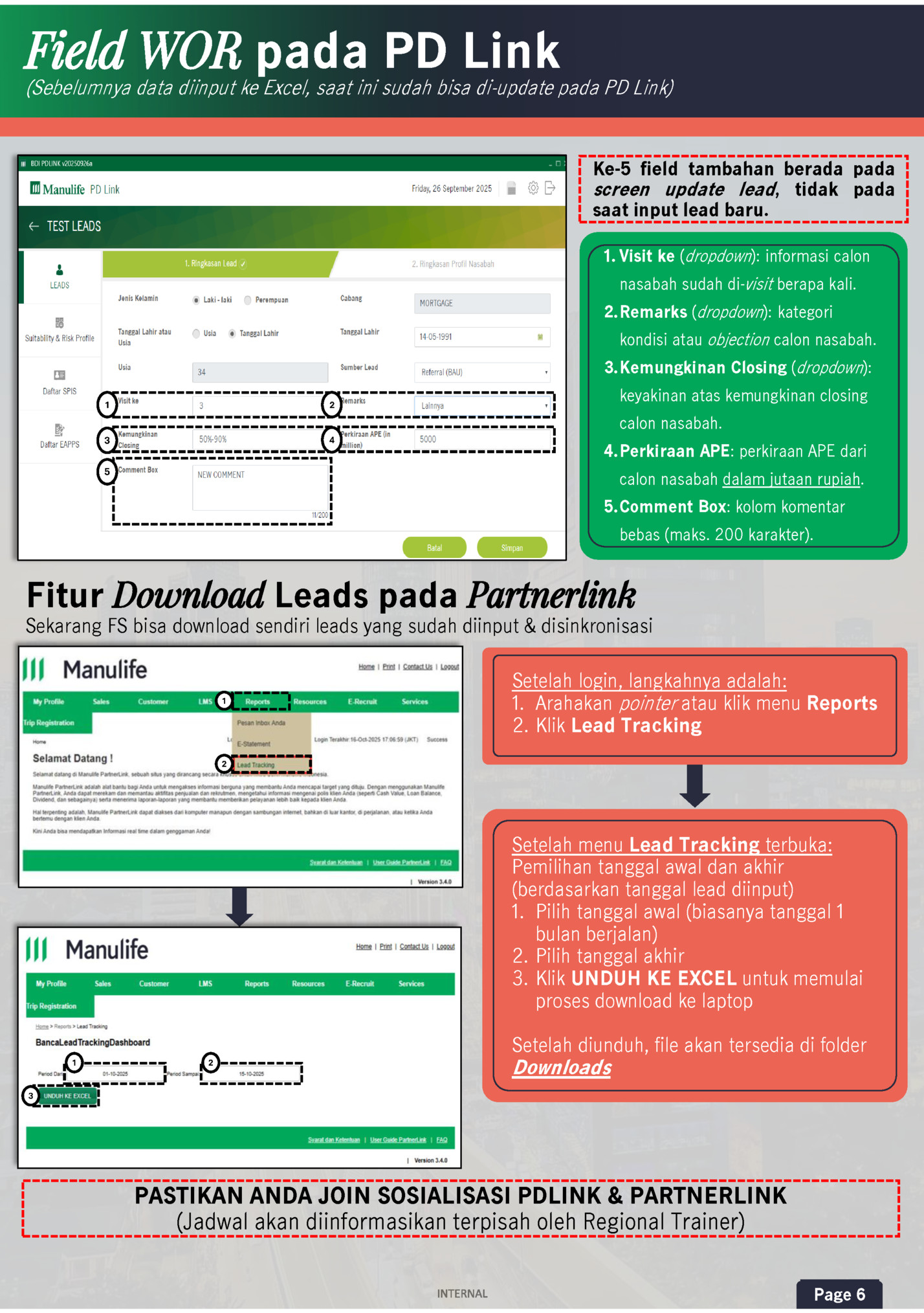 Field WOR pada PD Link