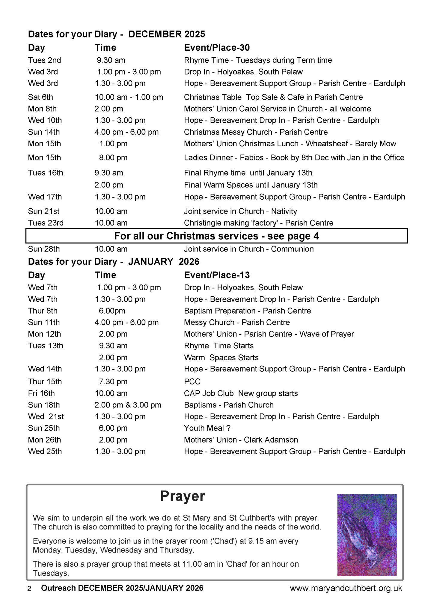 Dates for your Diary - DECEMBER 2025 Dates for your Diary - DECEMBER 2025