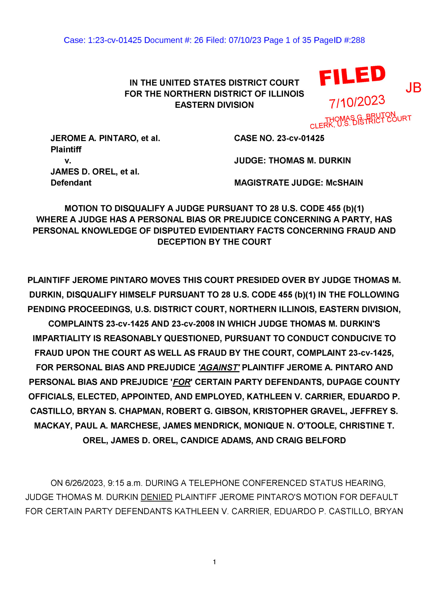 Case: 1:23-cv-01425 Document #: 26 Filed: 07/10/23 Page 1 of 35 PageID #:288