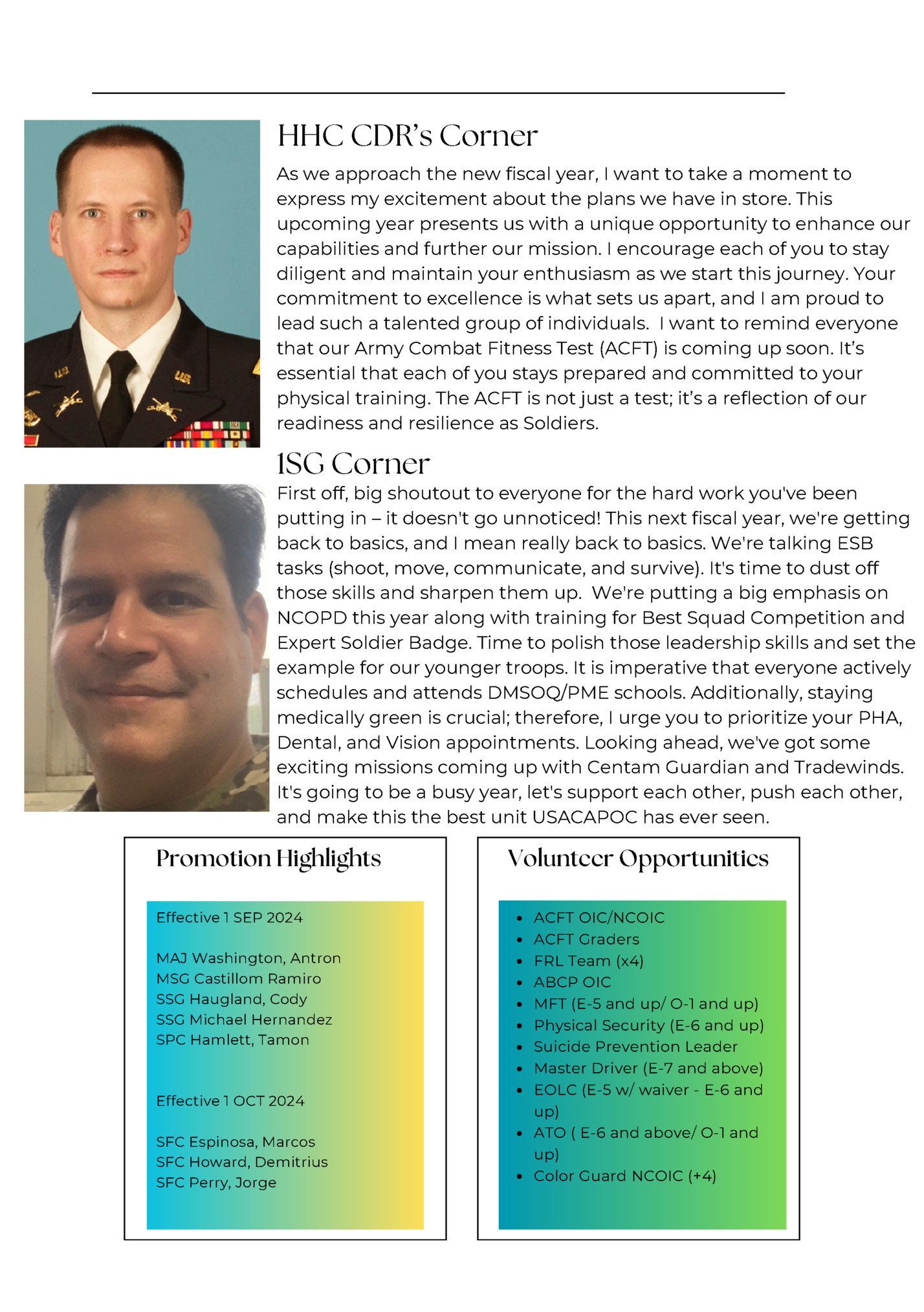 HHC CDR’s Corner