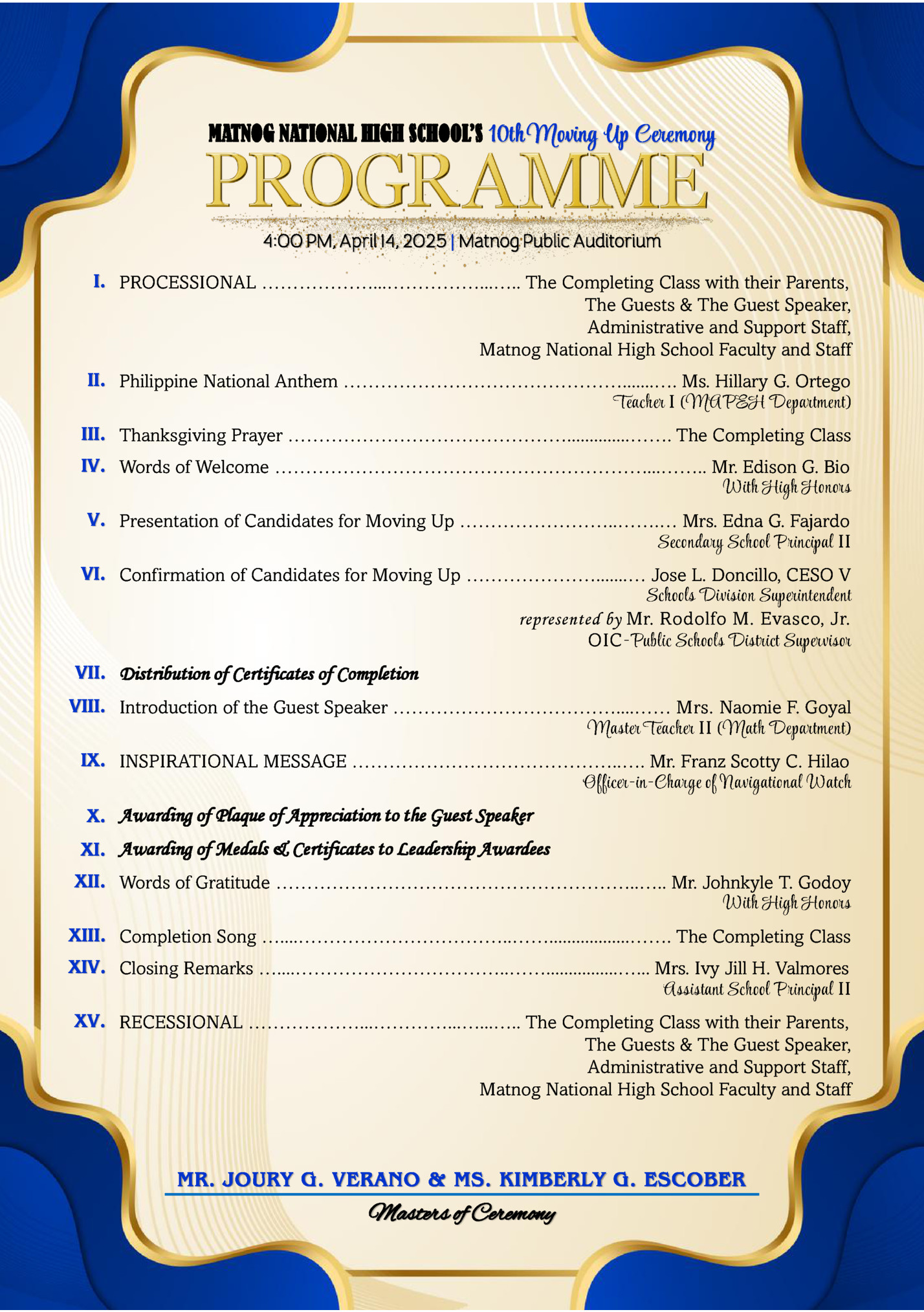 MATNOG NATIONAL HIGH SCHOOL’S